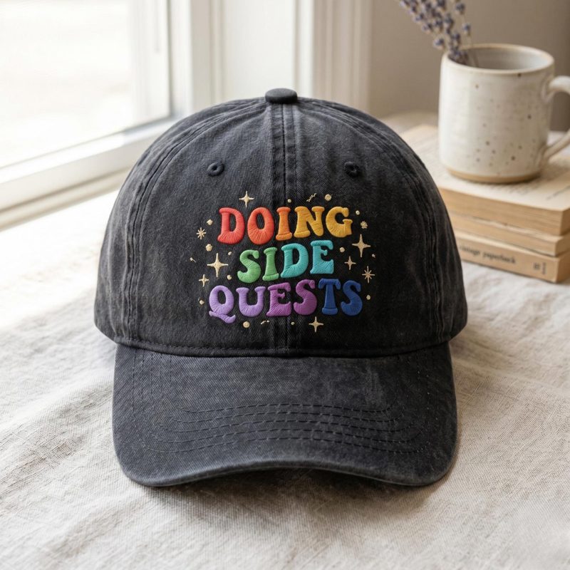 Embroidered Doing Side Quests Cap, Funny ADHD Cap, Neurodivergent Gift, Mental Health Baseball Hat