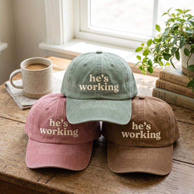 Embroidered He's Working Hat, Wife Gift From Husband, Coworker Cap, Funny Wife Snapback