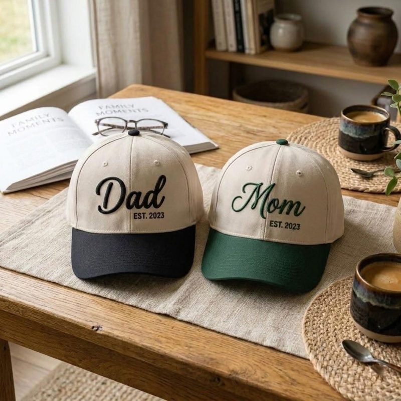 Embroidered Custom Mom And Dad Hat, Mom and Dad Hats, Matching Mom and Dad Hats, New Parents Gift