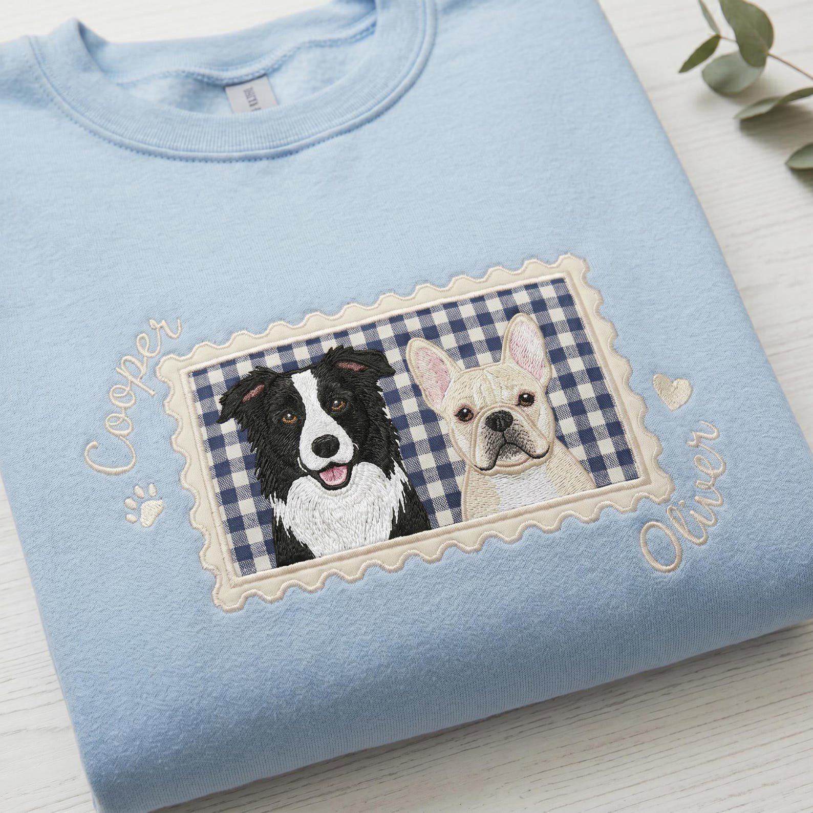 Embroidered Custom Pet Portrait Sweatshirt, Applique Dog Mom Shirt, Custom Photo Tee, Pet Lover Gift, Personalized Stamp Coquette Cat Shirt 1