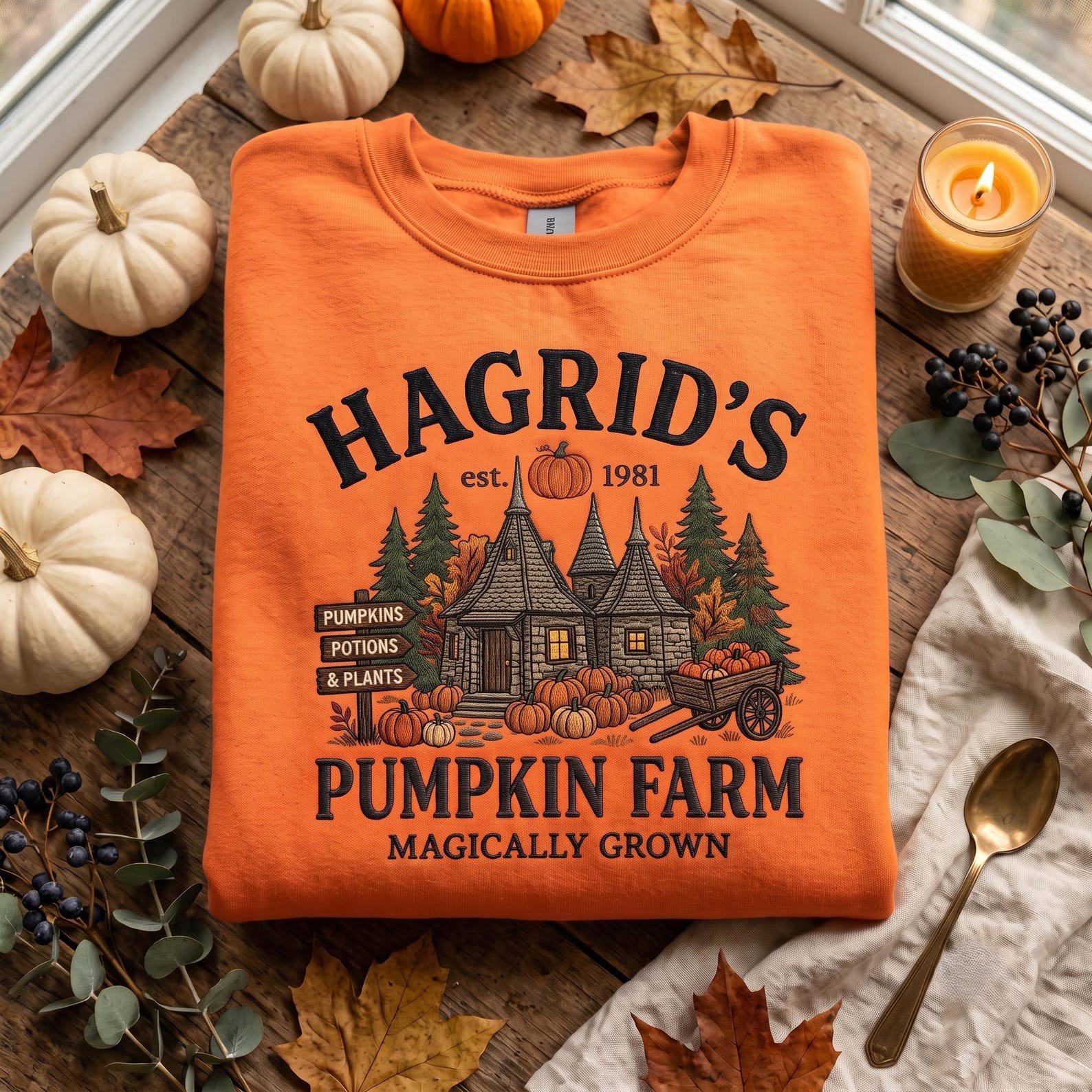 Pumpkin Farm Sweatshirt, Embroidered Fall Crewneck, Witchy Pumpkin Patch Shirt, Cozy Autumn Farm Gift for Her 3