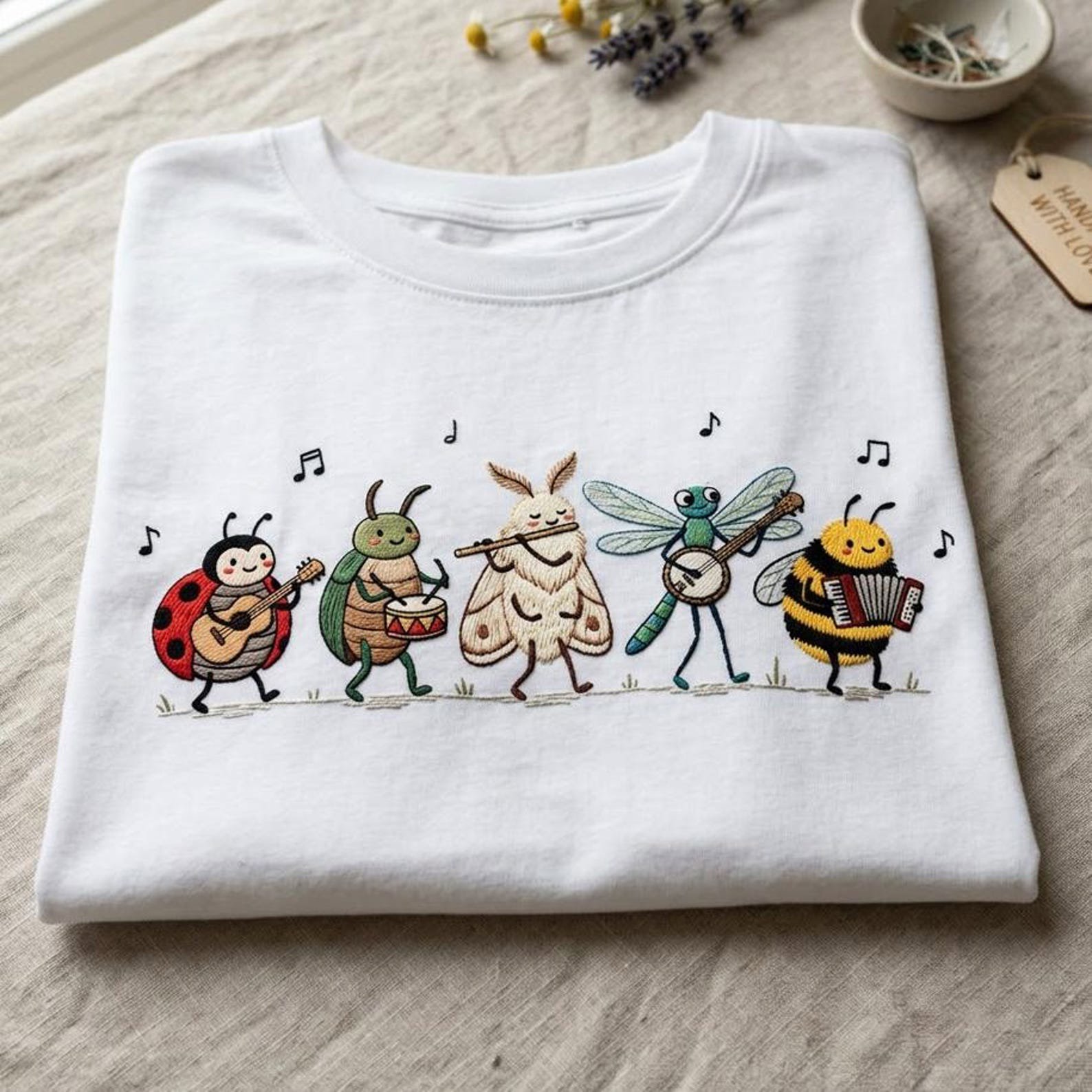 Woodland Insect Embroidered Sweatshirt, Cute Bug Orchestra Crewneck 2