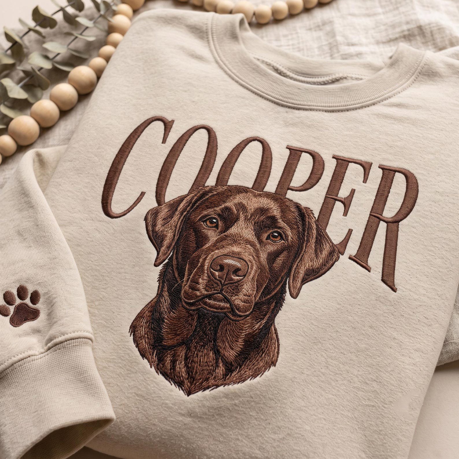Embroidered Custom Dog Photo Sweatshirt, Custom Pet Portrait And Name Shirt, Dog Face with Name Shirt, Pet Photo Tee, Dog Lover Gift 1