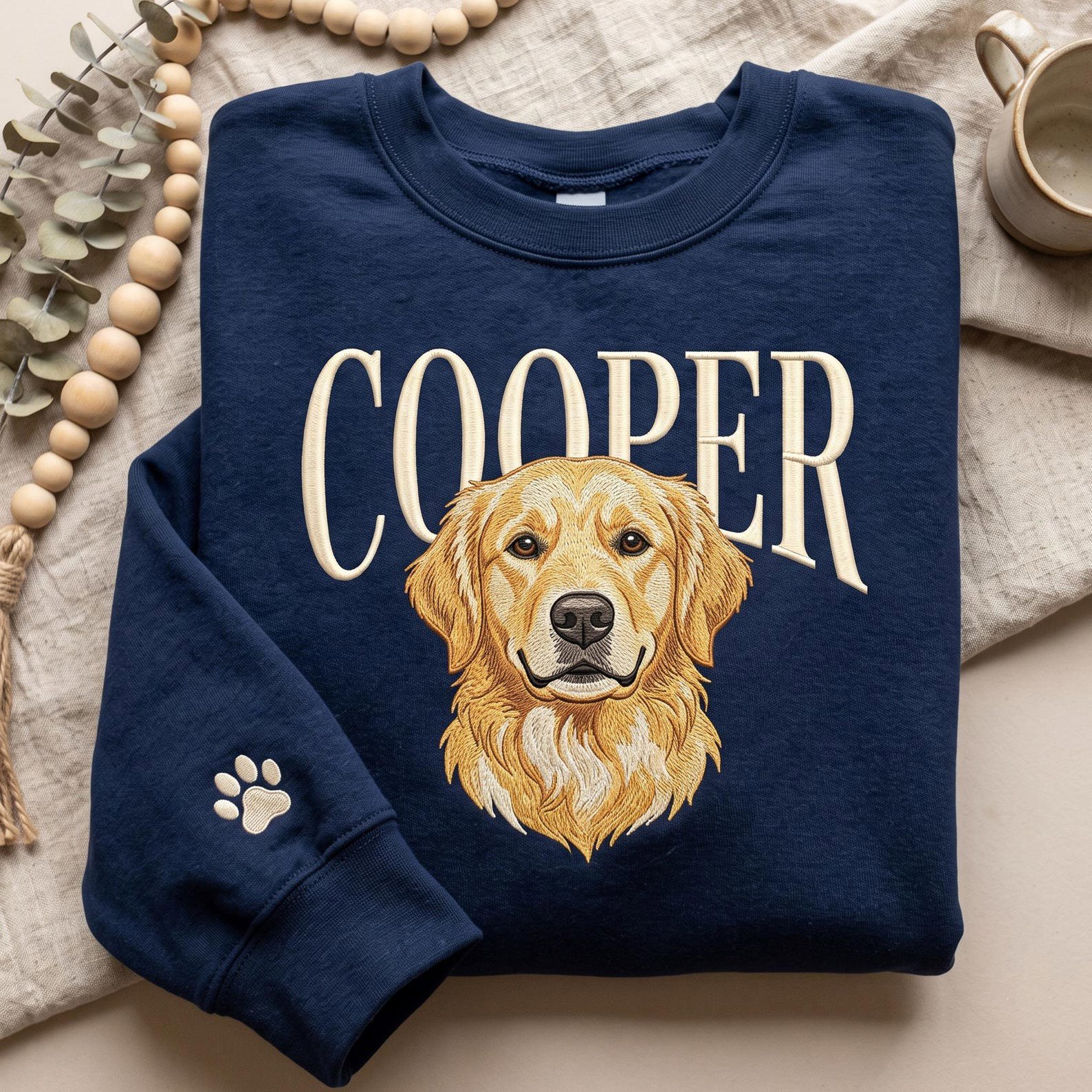 Embroidered Custom Dog Photo Sweatshirt, Custom Pet Portrait And Name Shirt, Dog Face with Name Shirt, Pet Photo Tee, Dog Lover Gift 2