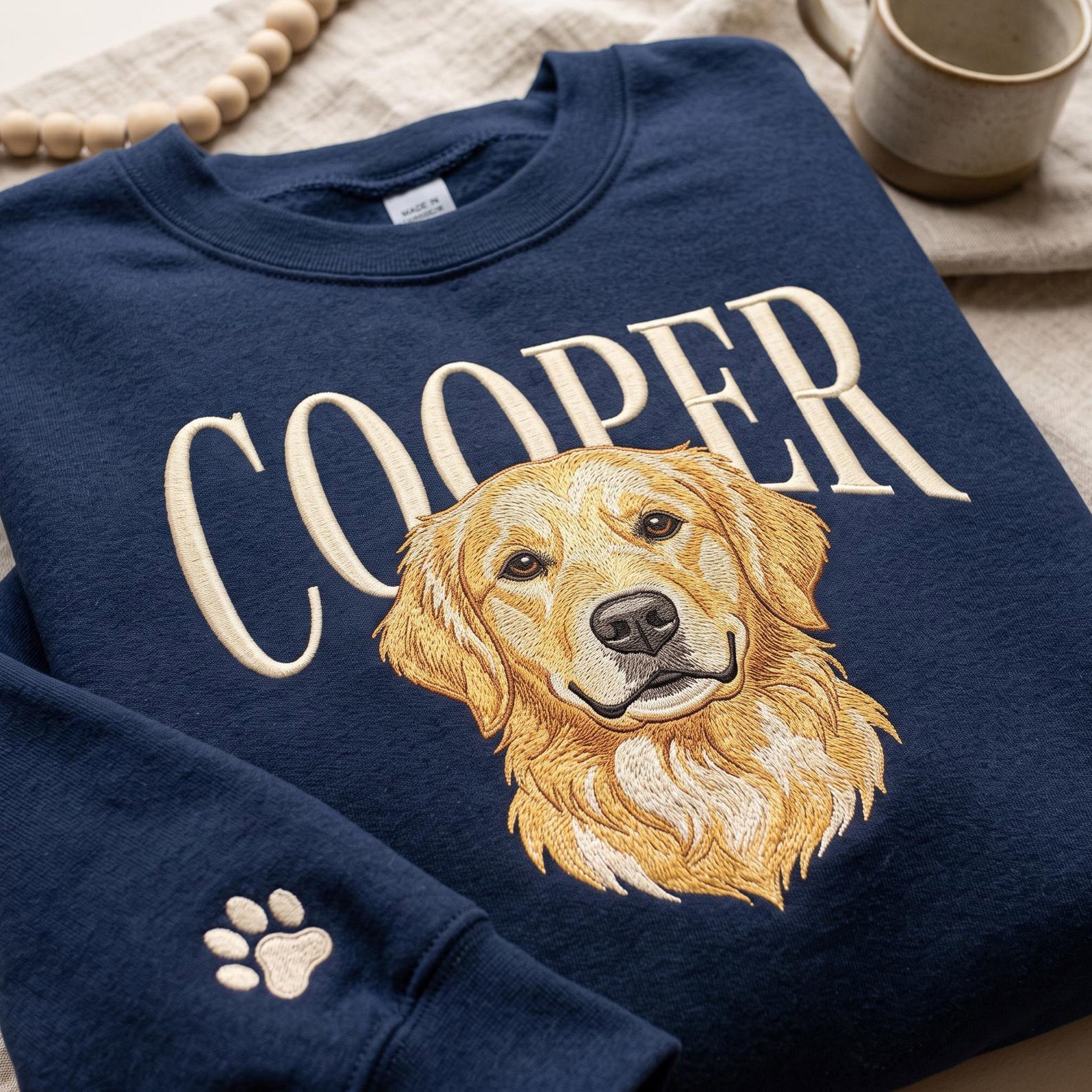 Embroidered Custom Dog Photo Sweatshirt, Custom Pet Portrait And Name Shirt, Dog Face with Name Shirt, Pet Photo Tee, Dog Lover Gift 5