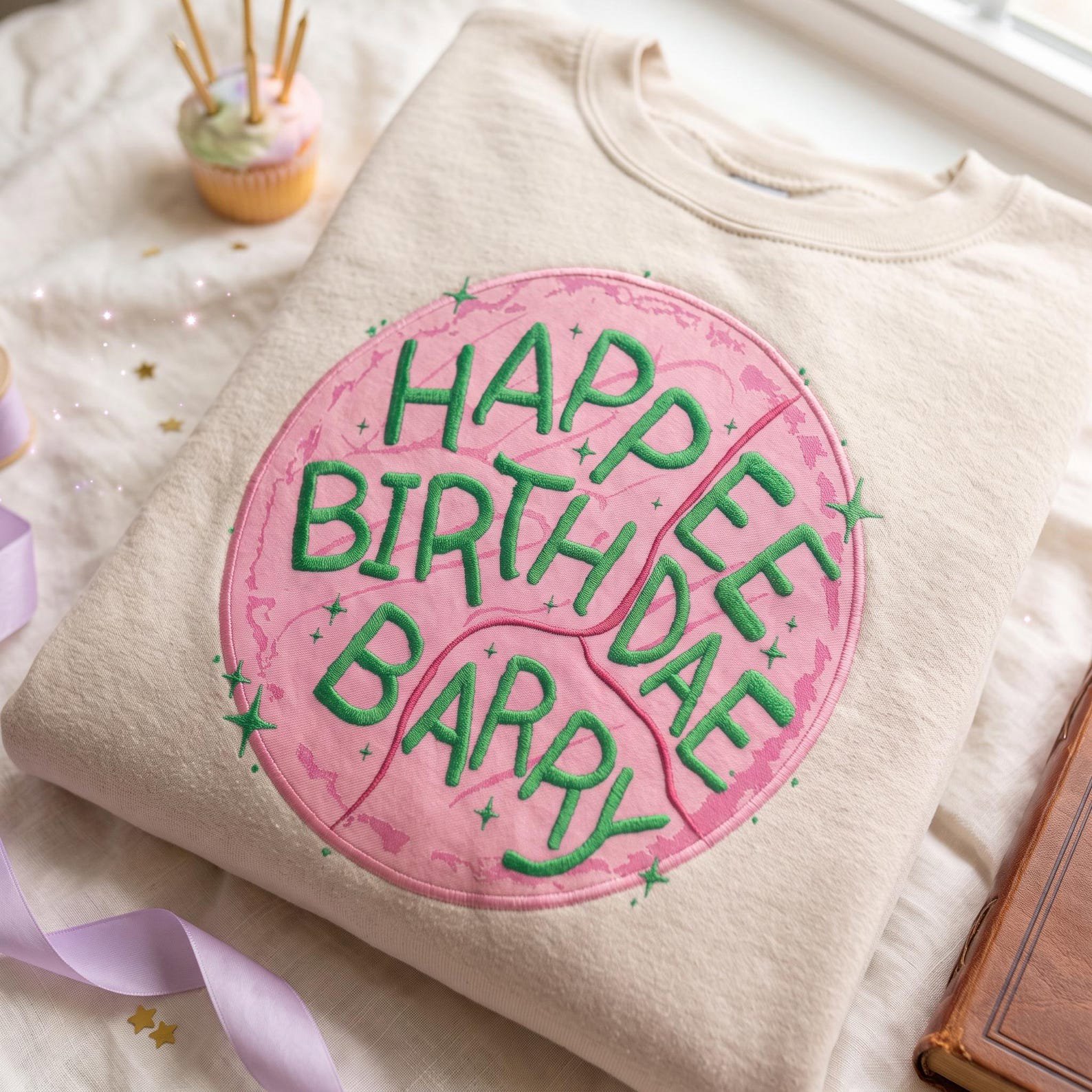 Custom Birthday Cake Embroidered Applique Shirt for Wizard Fans, Happee Birthdae Sweatshirt, Gift For Book Lover, Magical Cake Hoodie 1
