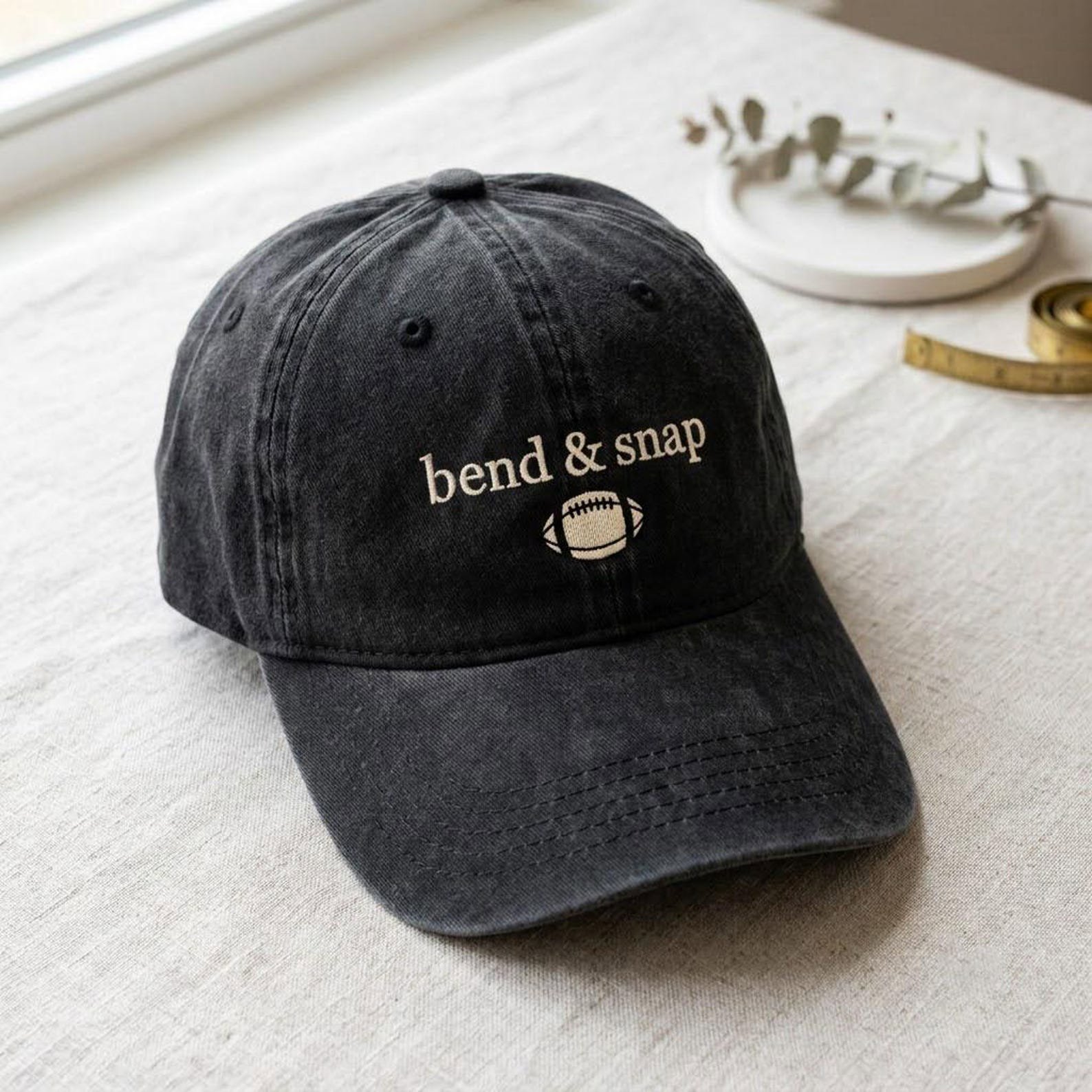 Funny Bend and Snap Embroidered Washed Hat, Football Game Day Dad Hat, Vintage Sports Cap, Football Season Gift for Fans 3