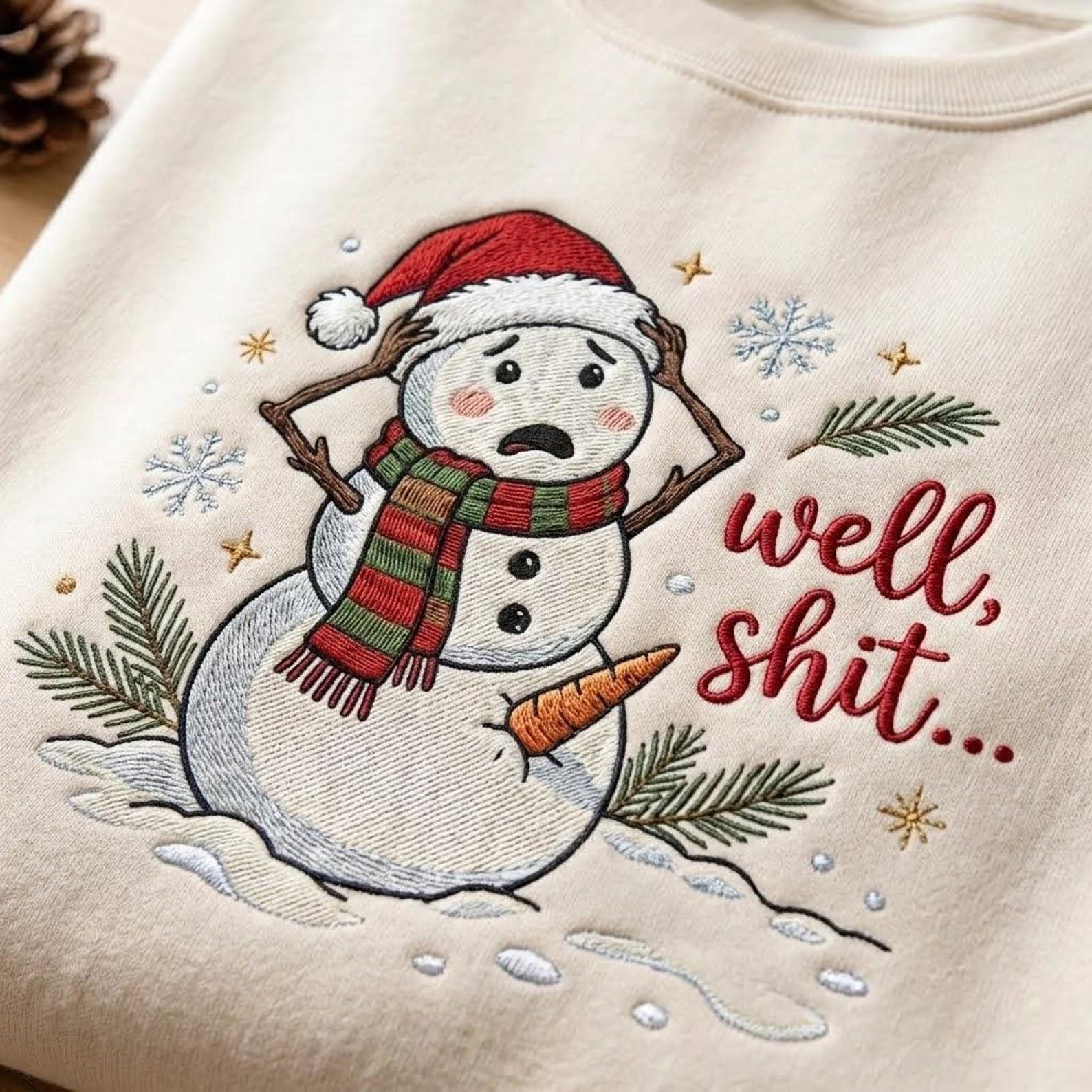 Well Shit Snowman Embroidered Sweatshirt, Funny Christmas Crewneck, Sarcastic Holiday Shirt, Adult Humor Winter Christmas Gift 3