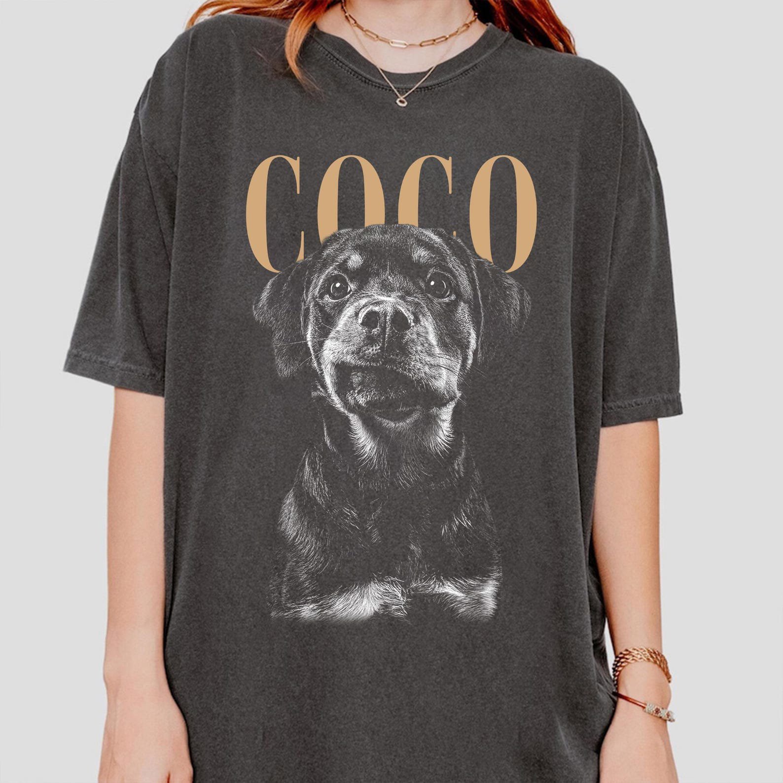 Custom Pet Face Shirt Vintage Style, Dog Photo Shirt Personalized, Dog Mom Gift, Unique Custom Dog Tee, Pet Memorial Shirt 2