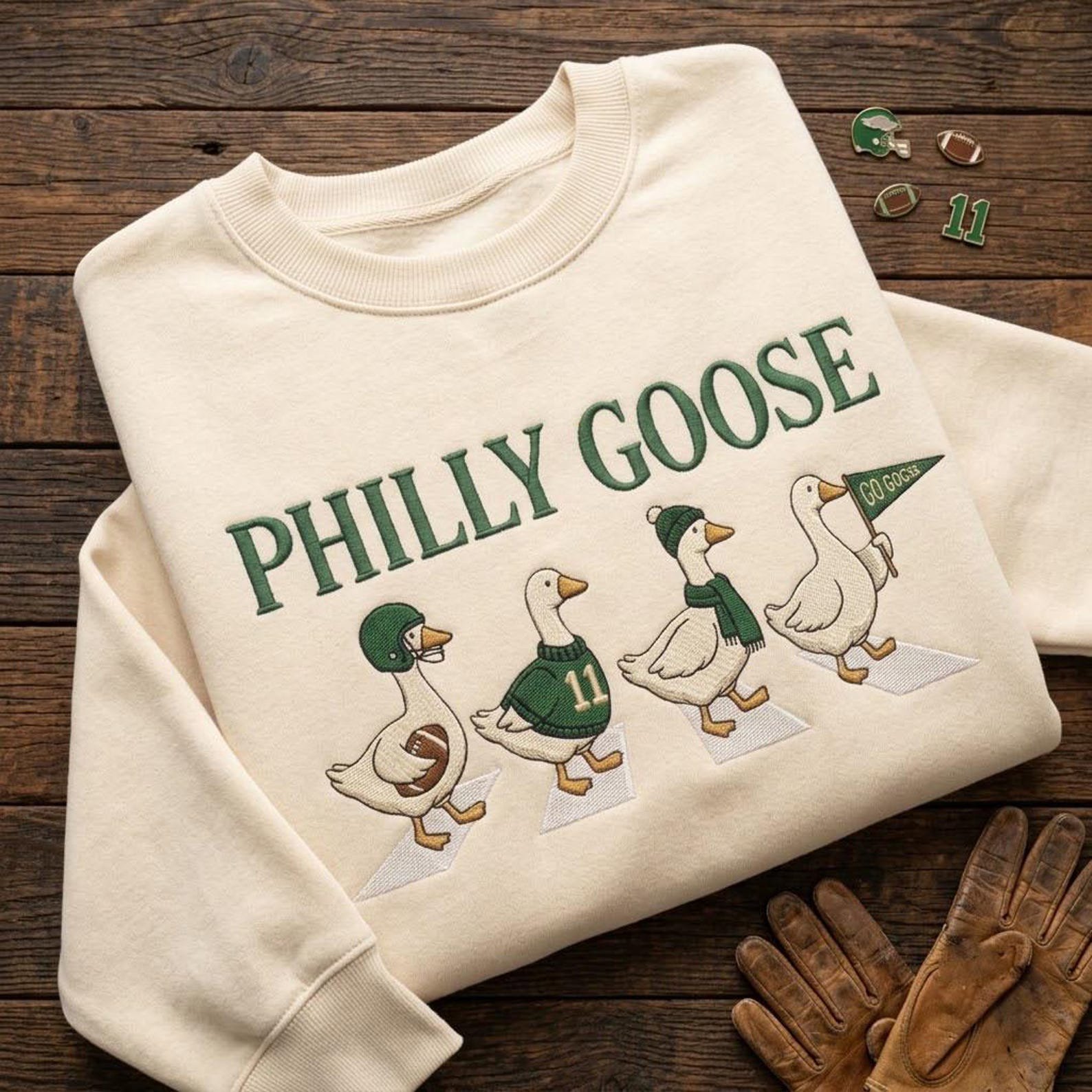 Philly Goose Embroidered Sweatshirt, Philadelphia Football Goose Crewneck, Funny Game Day Shirt, Philly Sports Fan Gift 2