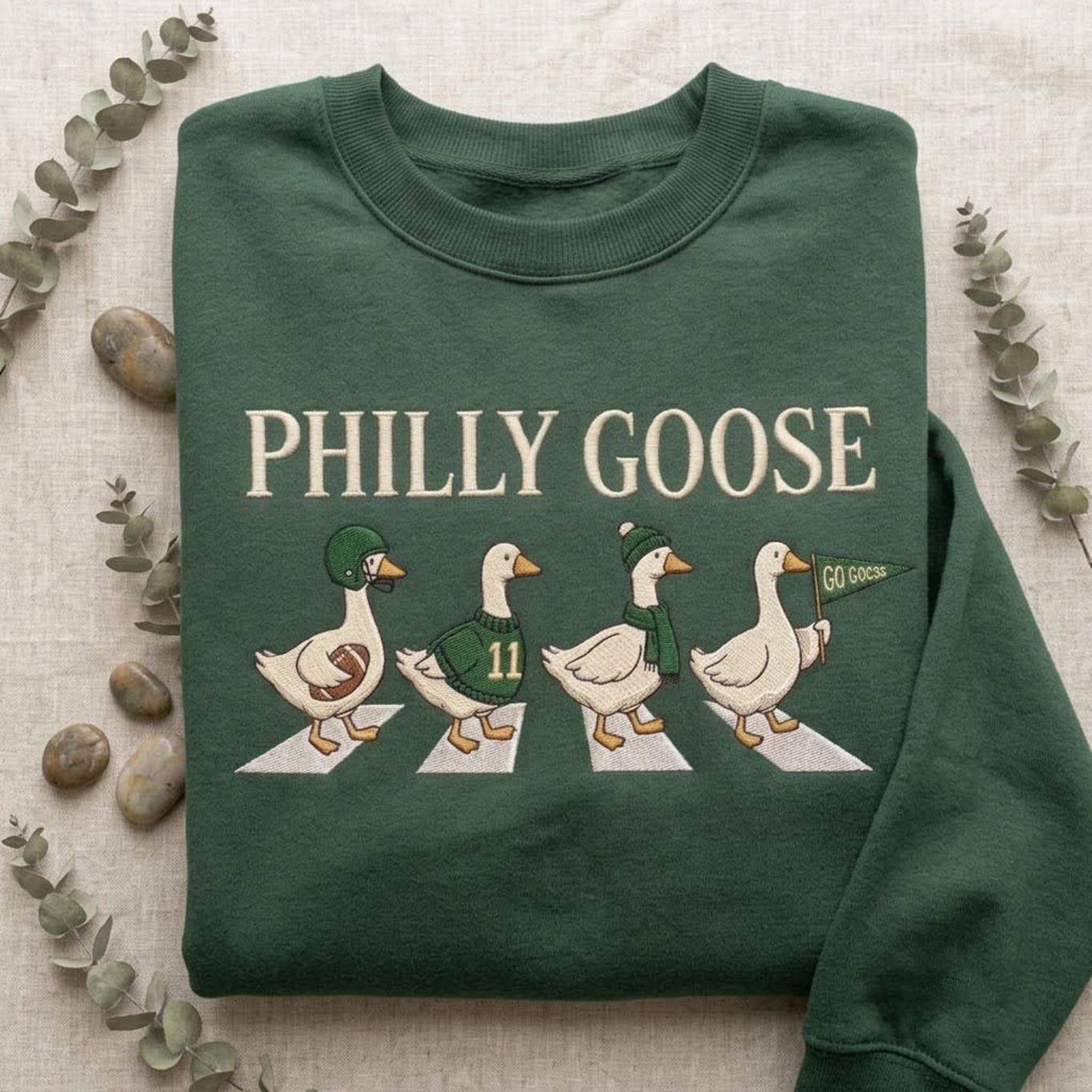 Philly Goose Embroidered Sweatshirt, Philadelphia Football Goose Crewneck, Funny Game Day Shirt, Philly Sports Fan Gift 3