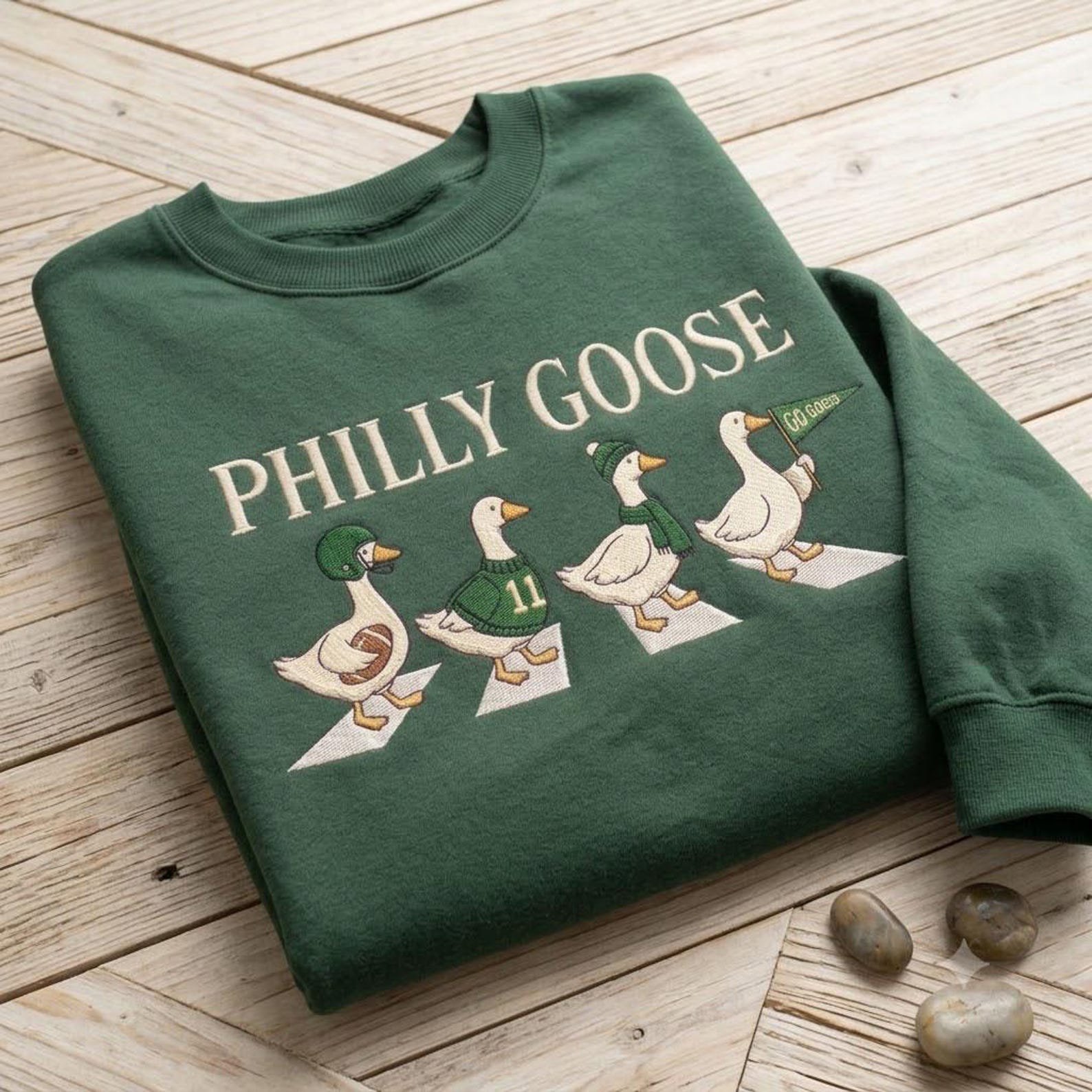 Philly Goose Embroidered Sweatshirt, Philadelphia Football Goose Crewneck, Funny Game Day Shirt, Philly Sports Fan Gift 1
