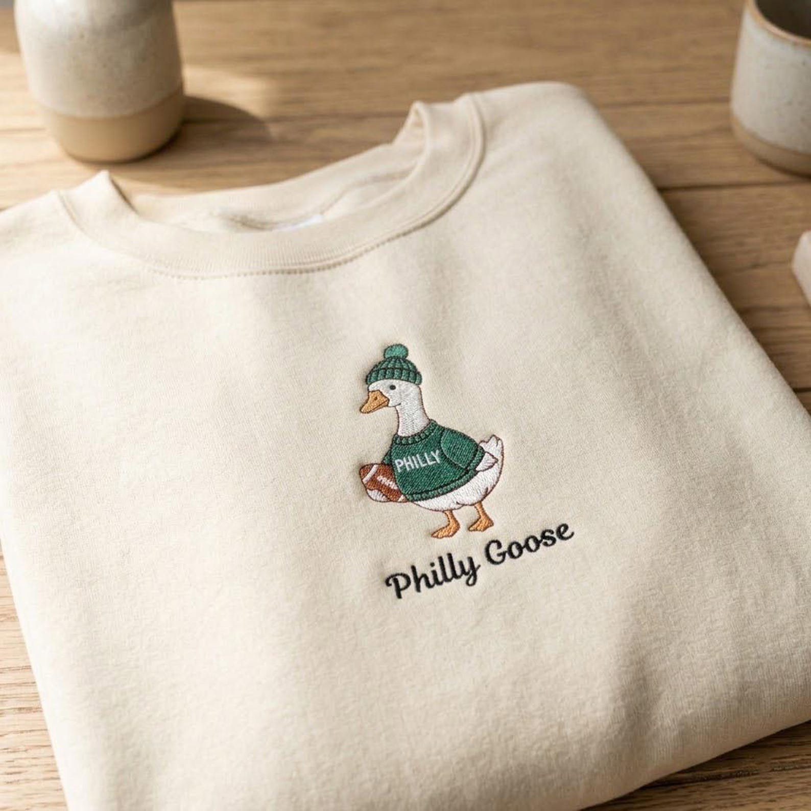 Football Goose Embroidered Sweatshirt, Philly Game Day Crewneck, Funny Goose Sports Shirt, Philadelphia Football Fan Gift 2