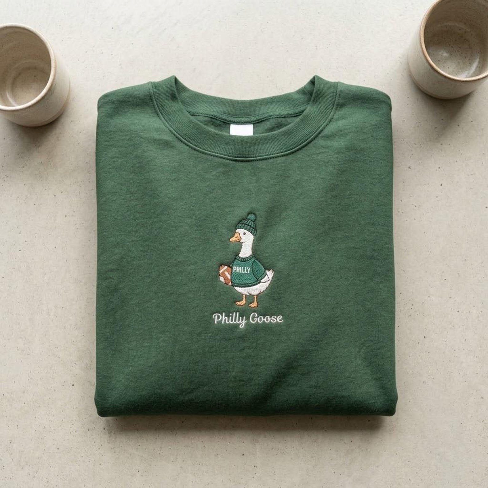 Football Goose Embroidered Sweatshirt, Philly Game Day Crewneck, Funny Goose Sports Shirt, Philadelphia Football Fan Gift 5