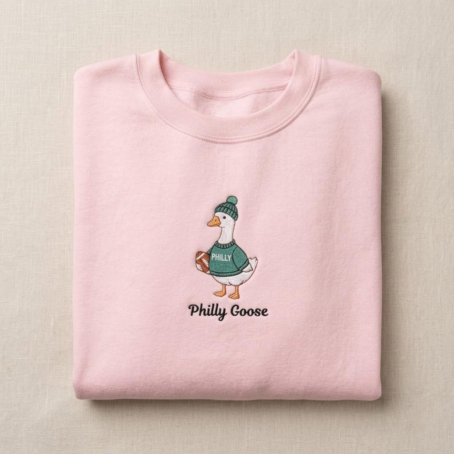 Football Goose Embroidered Sweatshirt, Philly Game Day Crewneck, Funny Goose Sports Shirt, Philadelphia Football Fan Gift 6