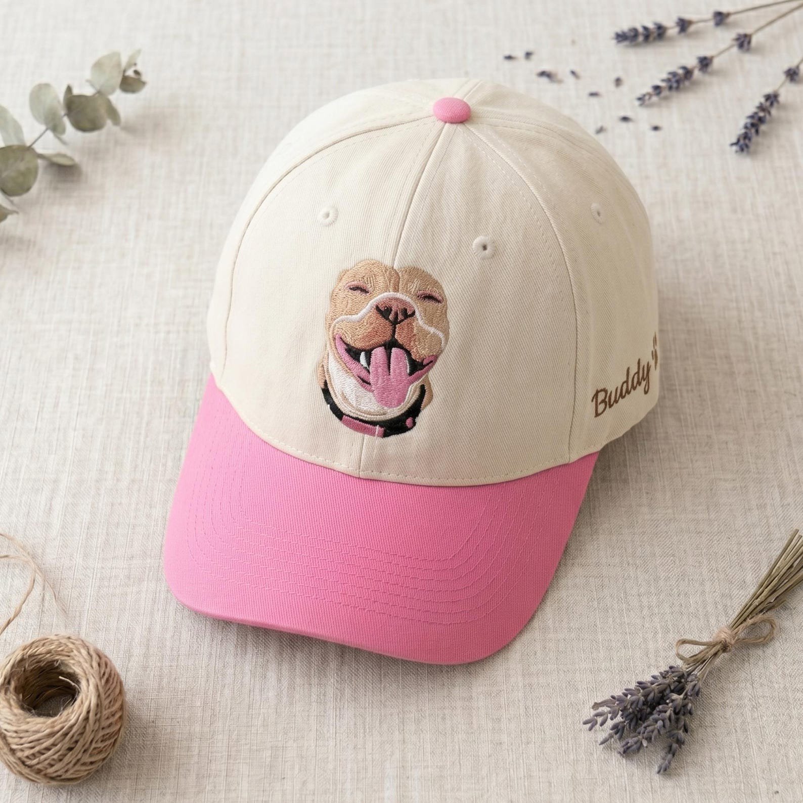 Custom Hat with Dog Photo,Custom Pet Portrait Embroidered Baseball Cap, Dog Lover Gift, Custom Pet Photo Hat 1