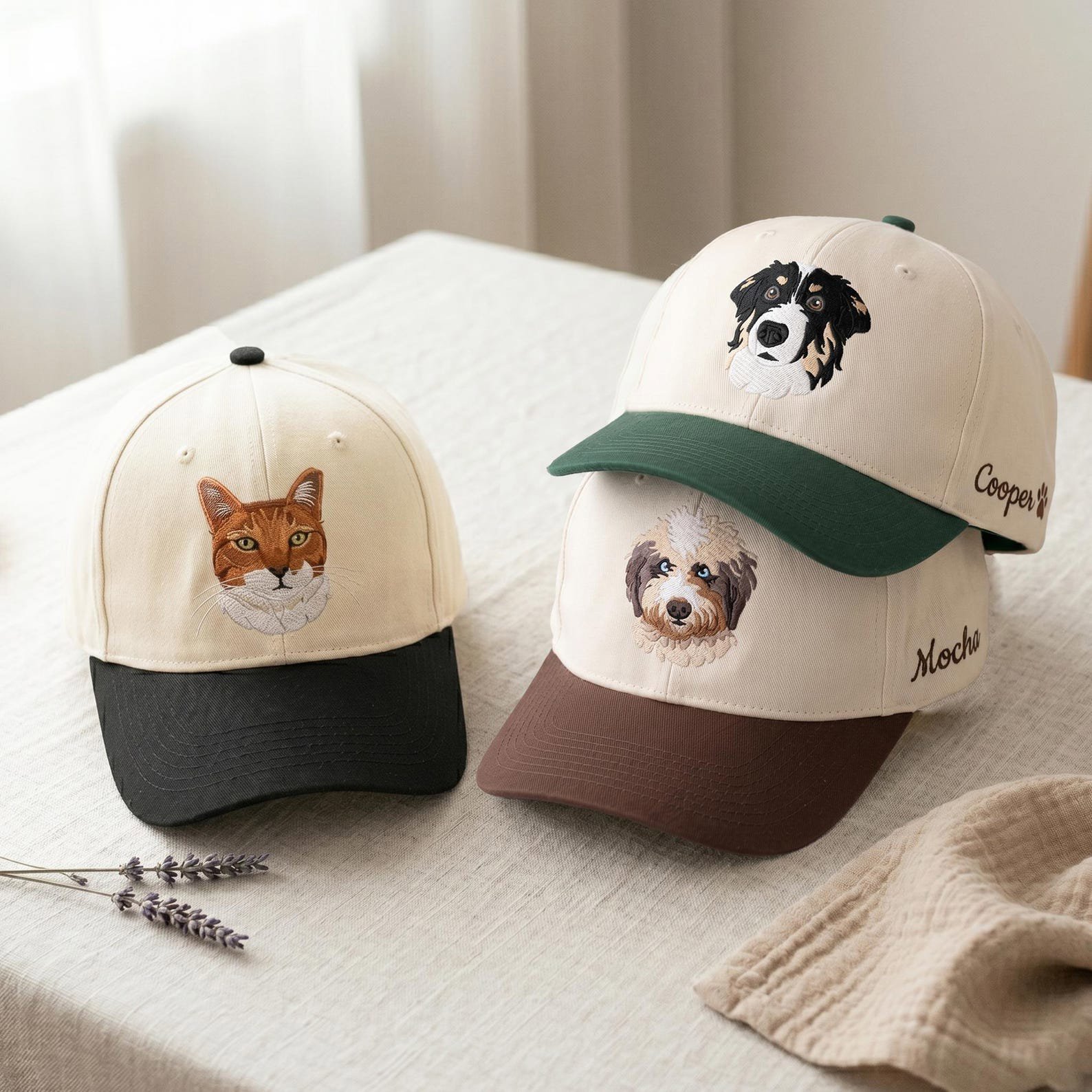 Custom Hat with Dog Photo,Custom Pet Portrait Embroidered Baseball Cap, Dog Lover Gift, Custom Pet Photo Hat 3