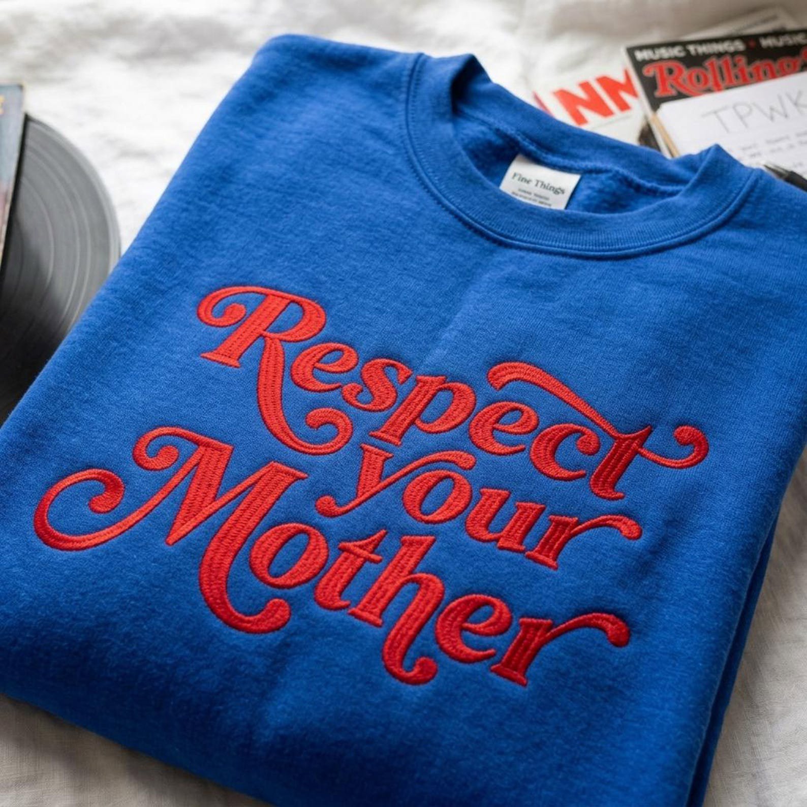 Respect Your Mother Embroidered Sweatshirt, Funny Mother Shirt, Retro Mom Graphic Shirt, Mother’s Day Gift for Women 2