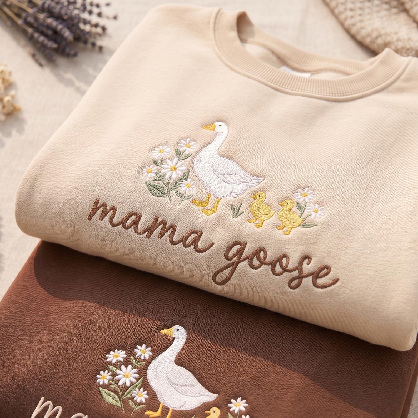 Embroidered Mama Goose Sweatshirt, Mother's Day Gift, New Mom Gift, Baby Shower Gift, Cute Mom Sweatshirt, Cozy Mom Sweater 2