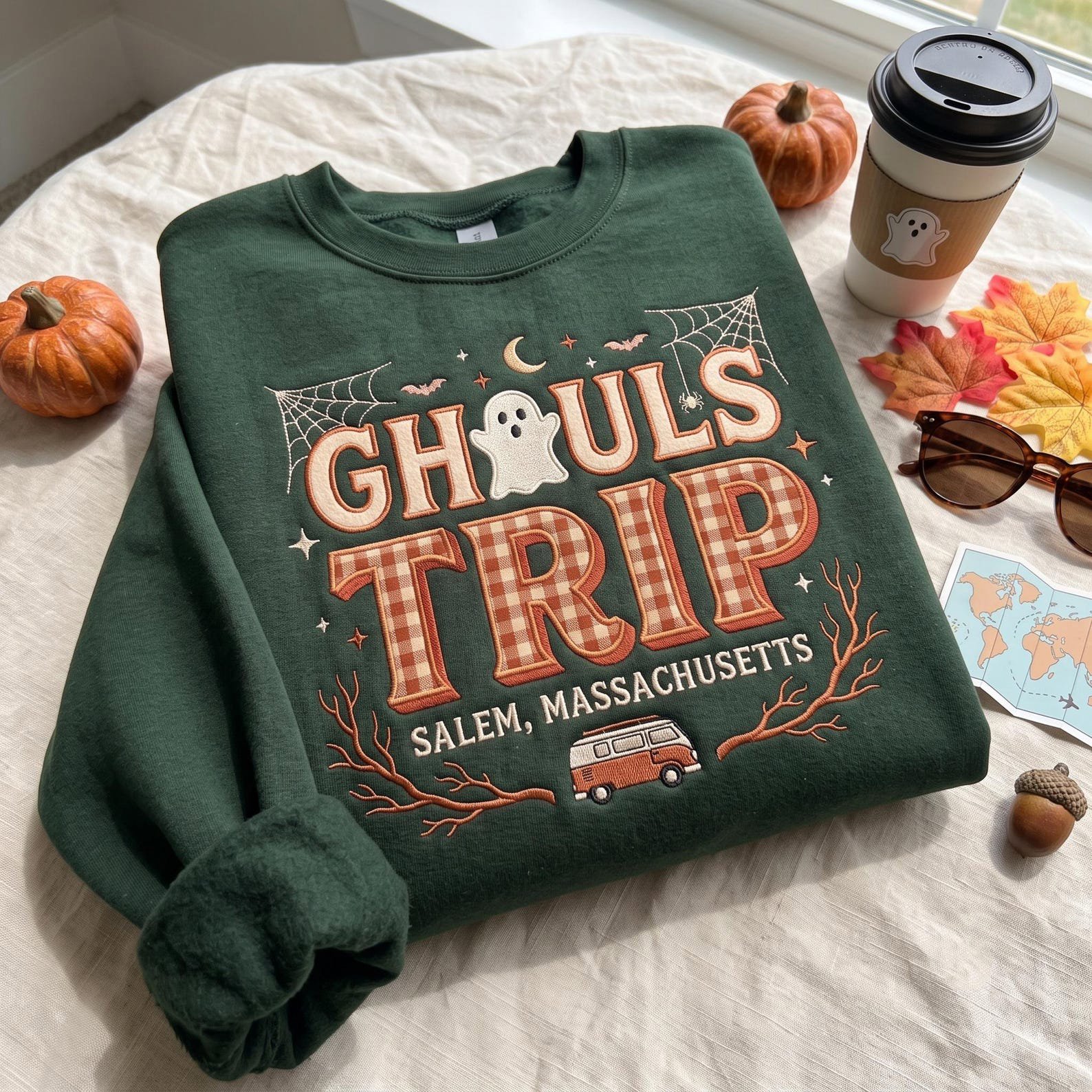 Custom Ghouls Trip Embroidered Sweatshirt, Girls Trip Shirt, Spooky Witchy Fall Travel Gift, Matching Halloween Shirts, Halloween Girls Trip 3