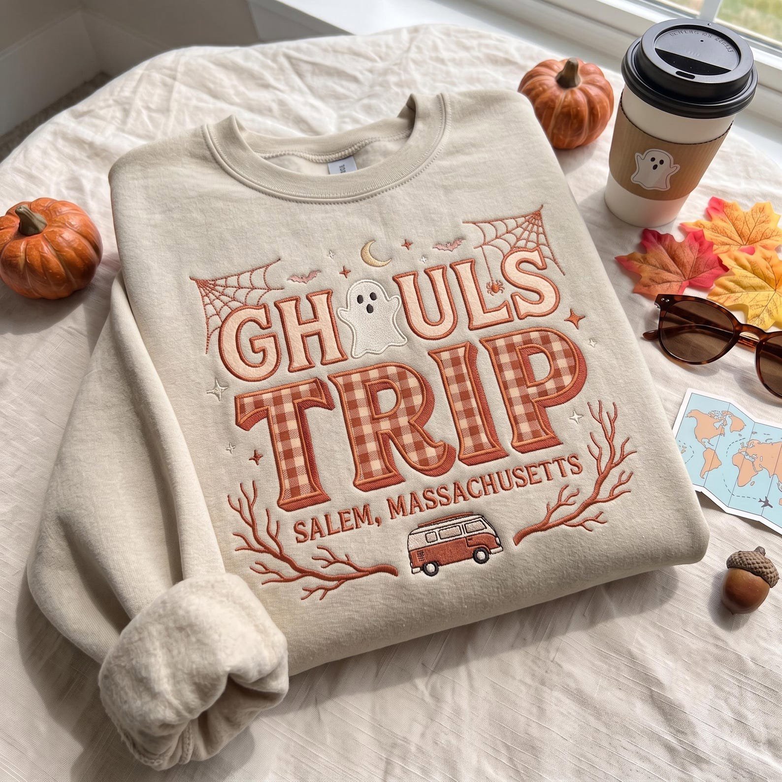 Custom Ghouls Trip Embroidered Sweatshirt, Girls Trip Shirt, Spooky Witchy Fall Travel Gift, Matching Halloween Shirts, Halloween Girls Trip 4