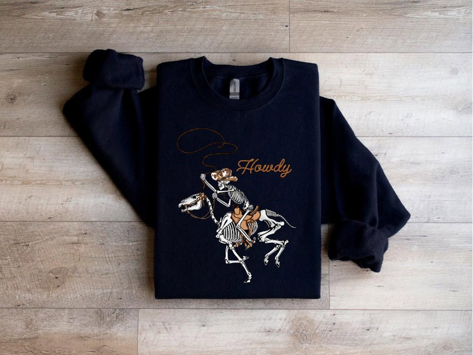 Howdy Cowboy Skeleton Sweatshirt: Retro Western Party 6
