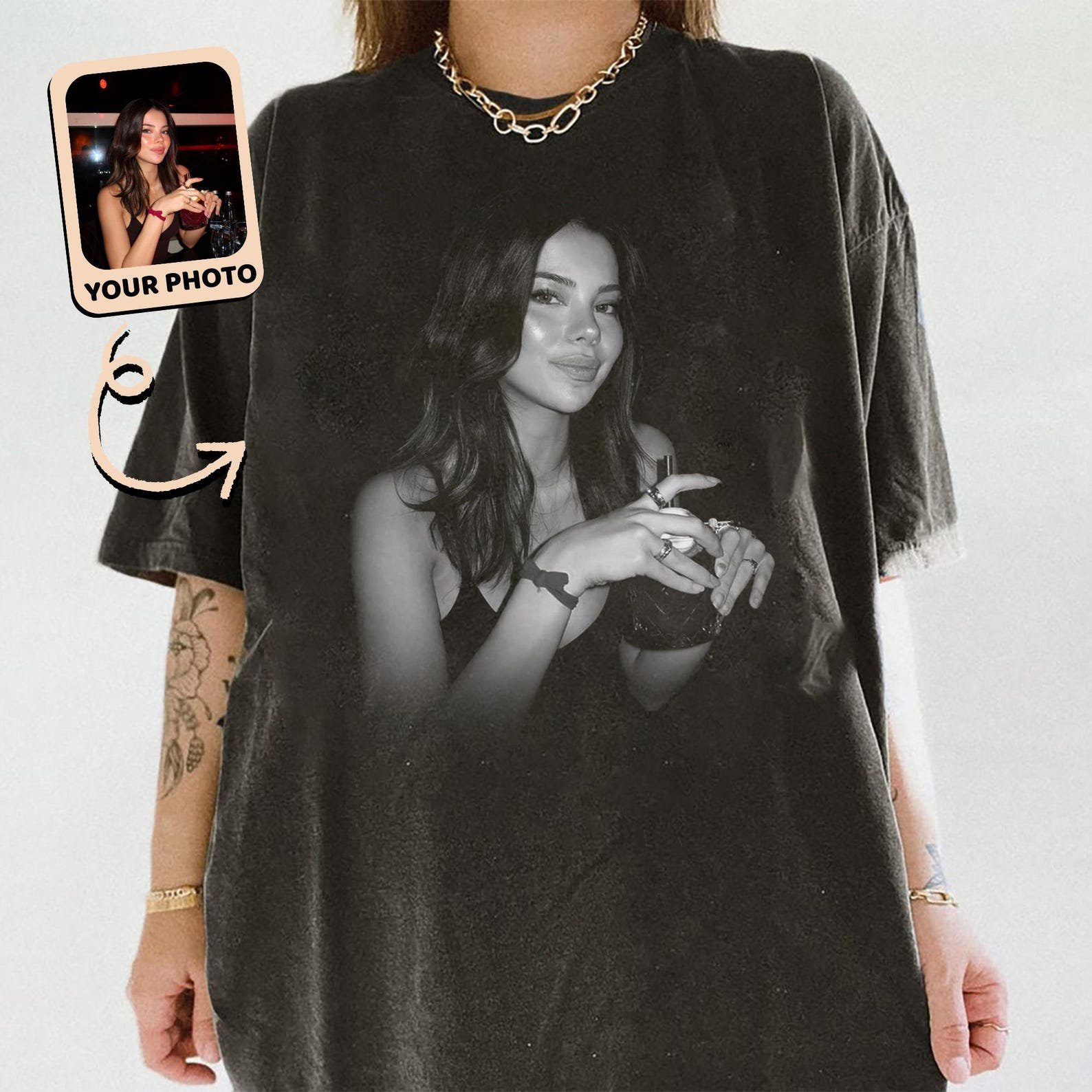 Vintage Custom Picture Shirt, Gift for Boyfriend, Your Own Picture Idea Shirt, Your Photo Custom Girlfriend Face Shirt 1