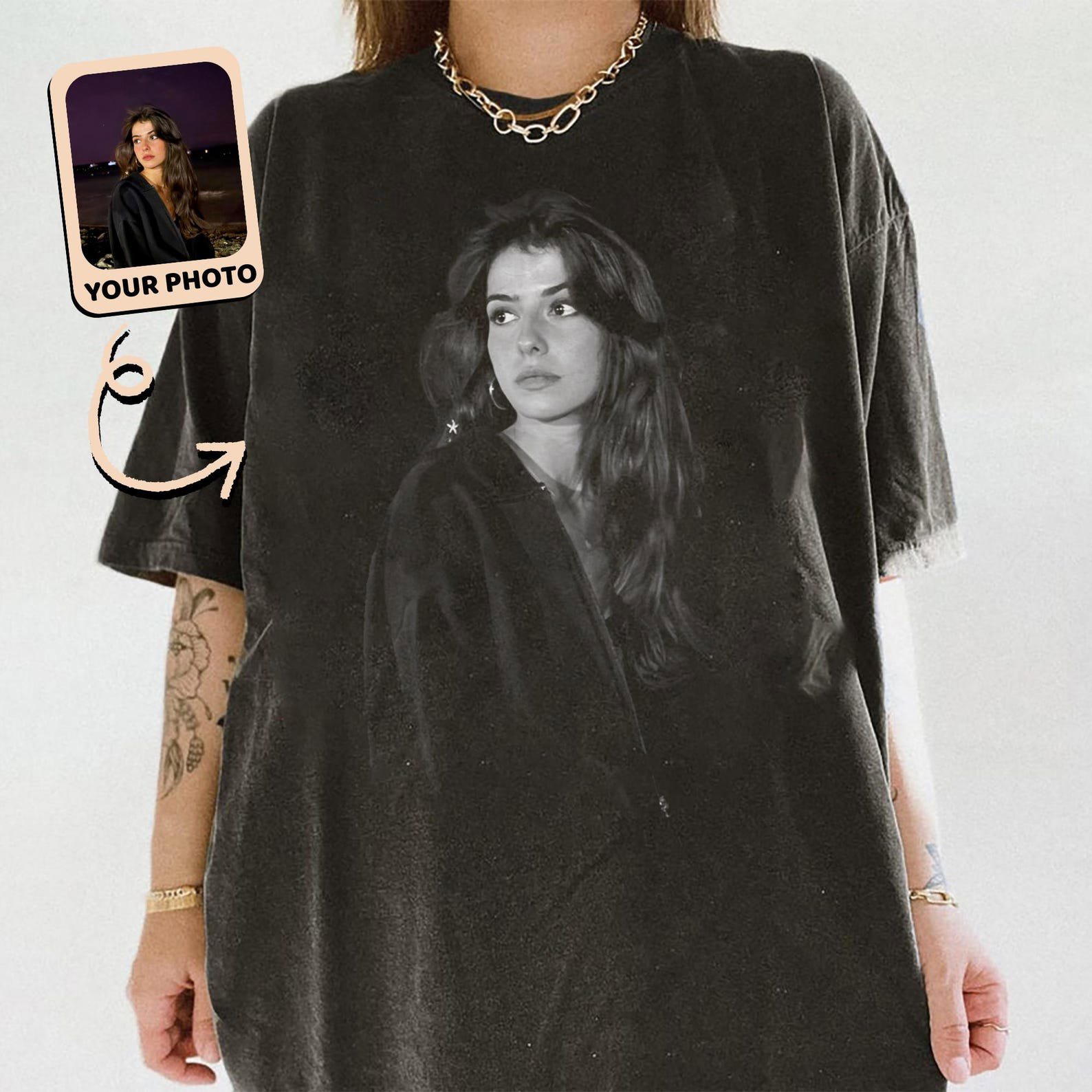 Vintage Custom Picture Shirt, Gift for Boyfriend, Your Own Picture Idea Shirt, Your Photo Custom Girlfriend Face Shirt 2