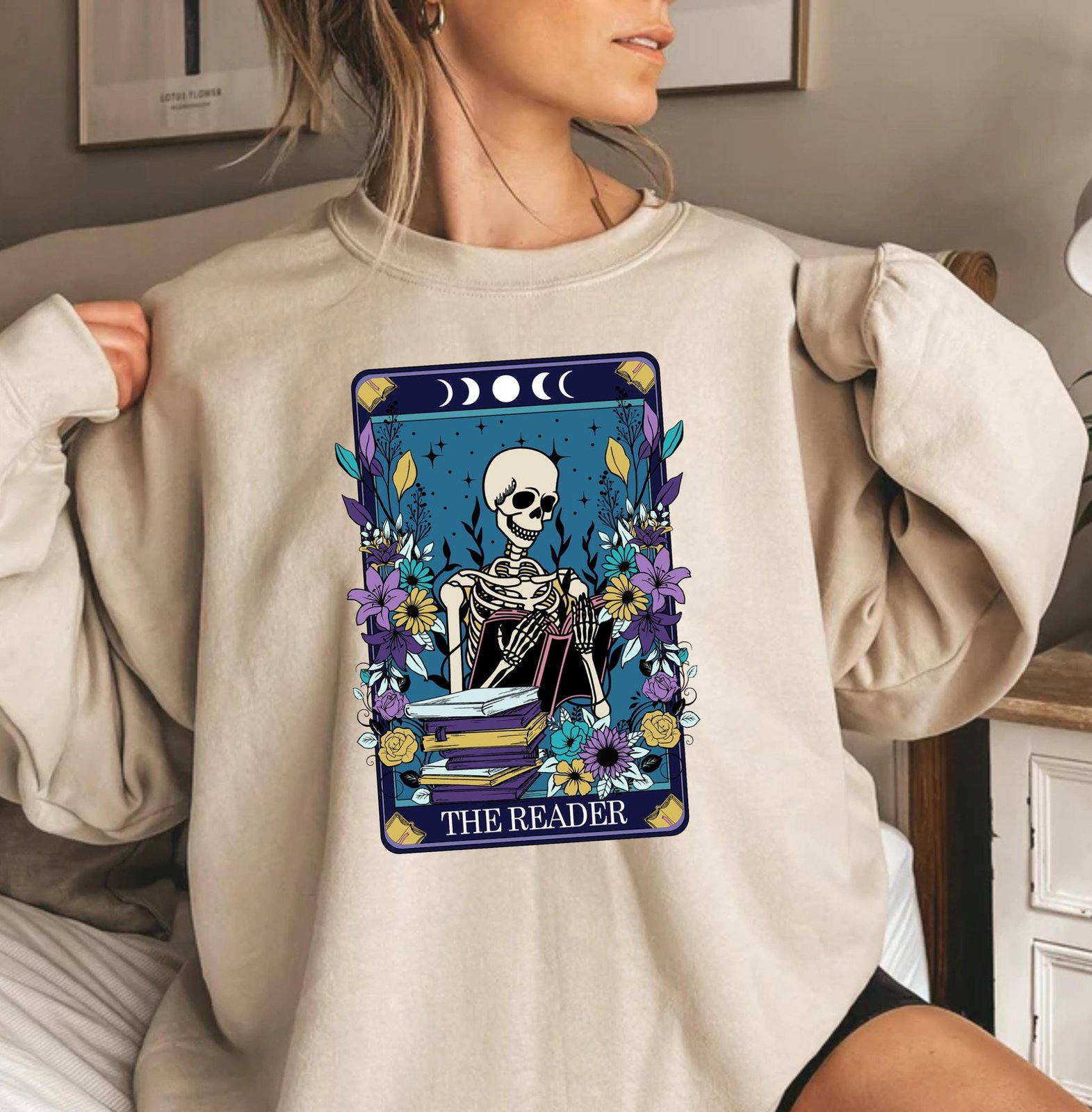 Comfort Colors Tarot Reader Shirt: Witchy Halloween Skeleton Tee 1