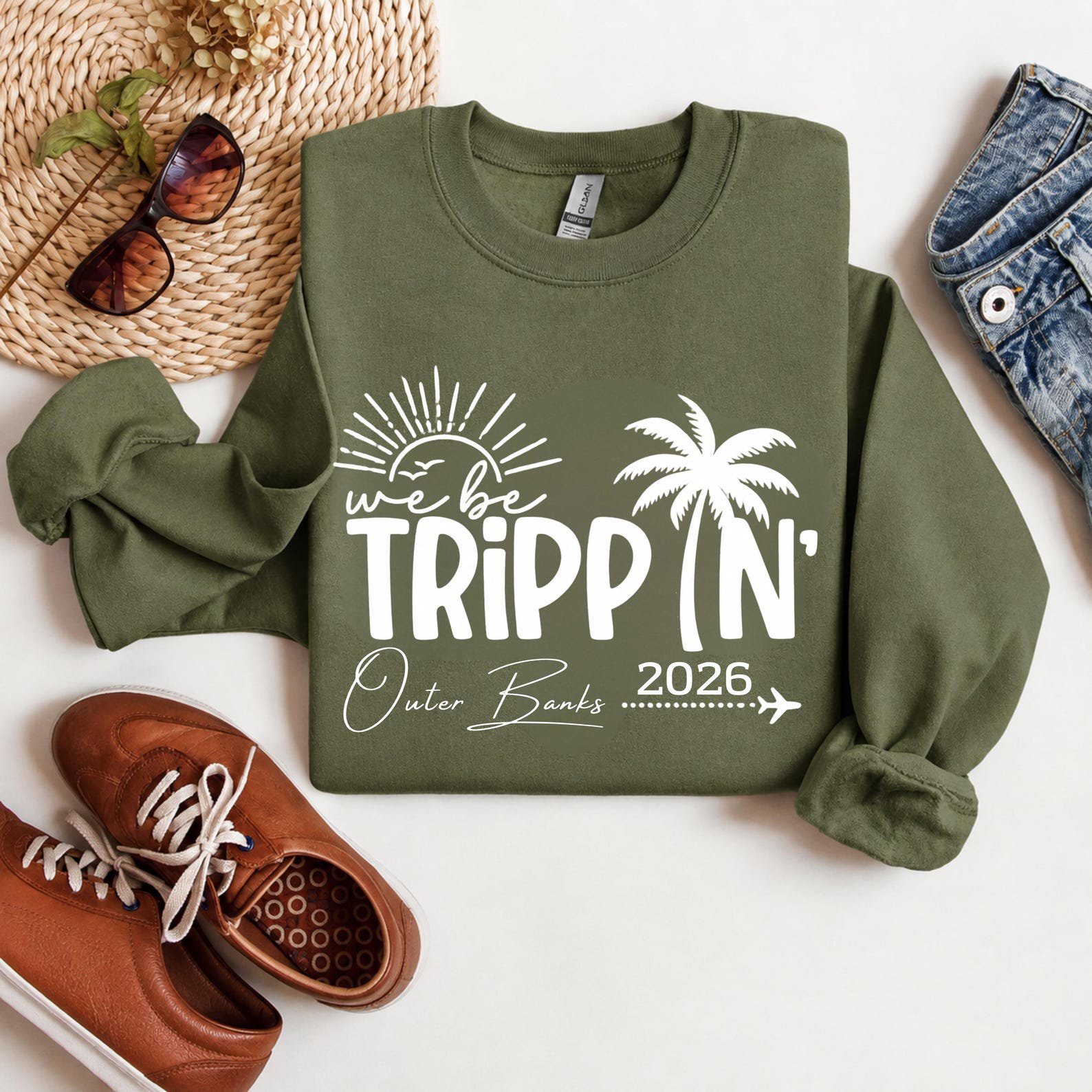 Custom Location Matching Family Vacation Shirts | We Be Trippin 2026 Group Travel Tees | Personalized Cruise Sweatshirt 5
