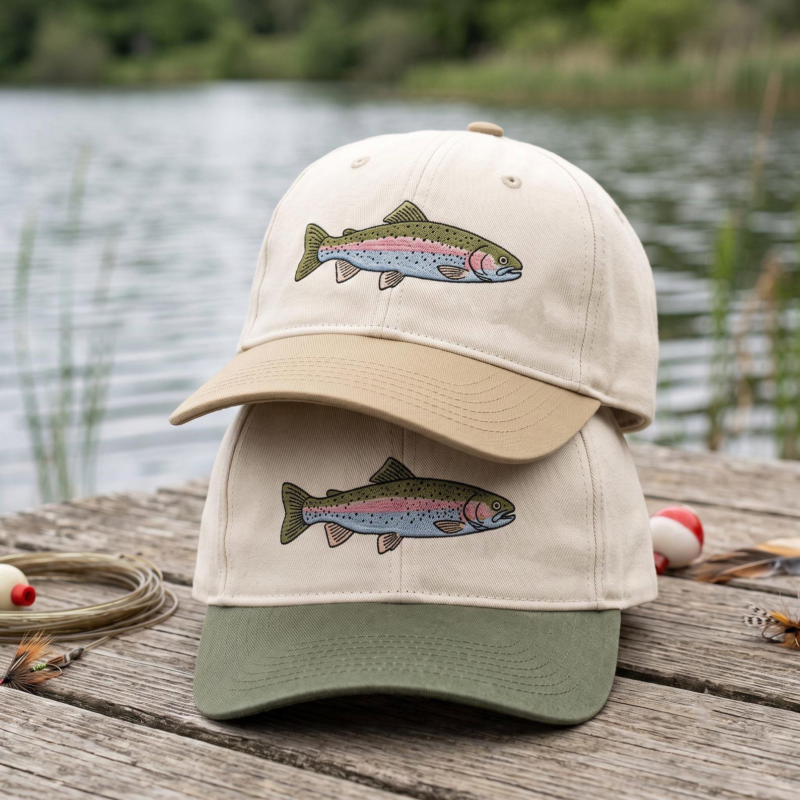 Trout Embroidered Baseball Cap, Fishing Hat for Men, Fly Fishing Gift, Lake Life Dad Hat, Fish Lover Cap, Outdoor Fisherman Gift 1