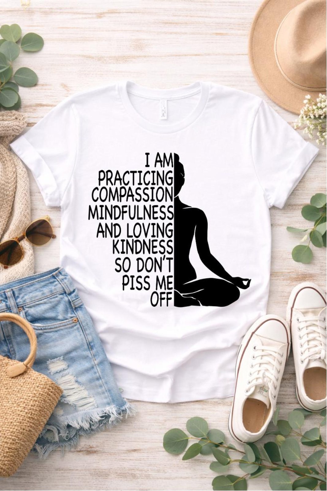 Funny Yoga Shirt, Namaste Compassion Tee, Mindfulness Kindness Humor T-Shirt, Meditation Humorous Gift, Yoga Instructor Gift, Zen Quote Tee 2