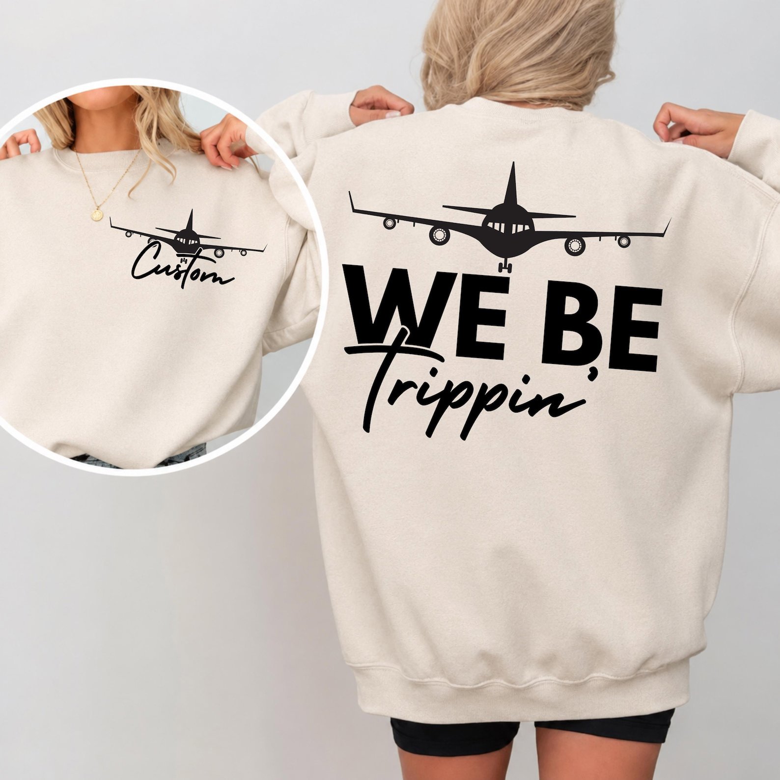 Personalized We Be Trippin Front and Back Print Matching Family Vacation SweatShirt, Custom Matching Travel Outfit 1