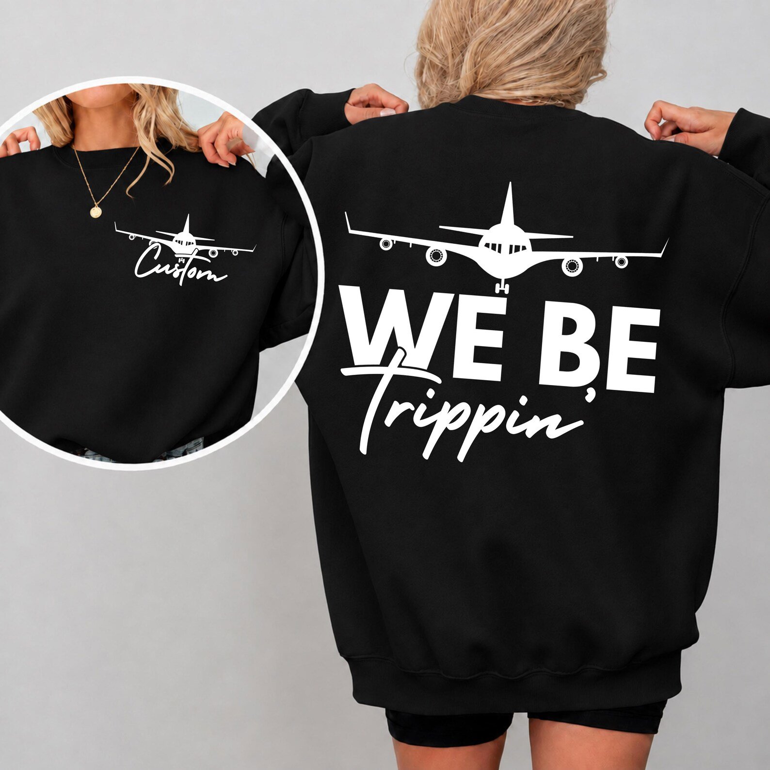 Personalized We Be Trippin Front and Back Print Matching Family Vacation SweatShirt, Custom Matching Travel Outfit 6