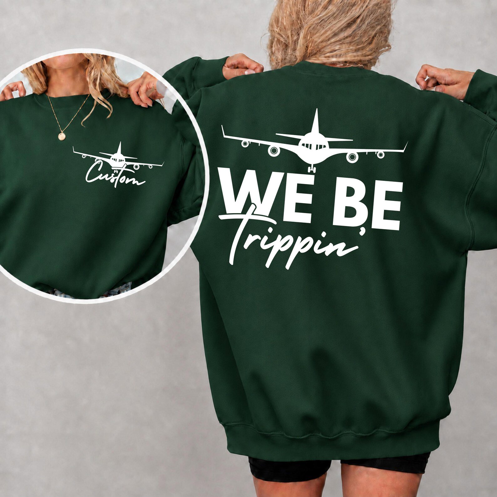 Personalized We Be Trippin Front and Back Print Matching Family Vacation SweatShirt, Custom Matching Travel Outfit 7