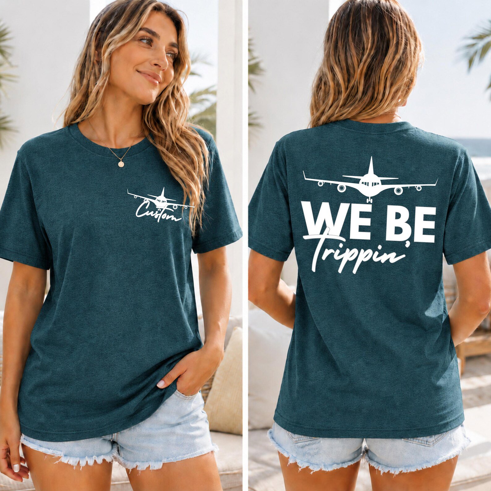 Personalized We Be Trippin Front and Back Print Matching Family Vacation SweatShirt, Custom Matching Travel Outfit 9