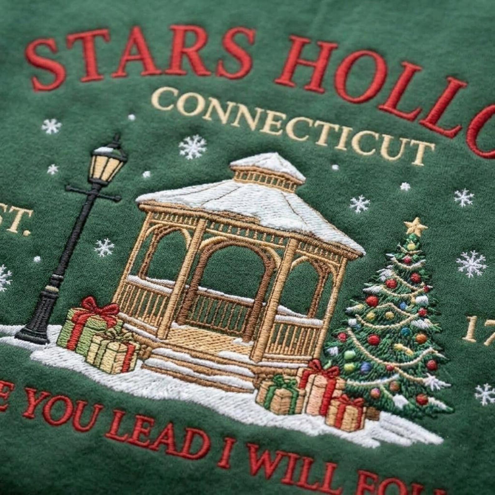 Stars Hollow Embroidered Sweatshirt, Connecticut Gazebo Christmas Crewneck, Cozy Winter Town Holiday Gift Gilmore Inspired 2