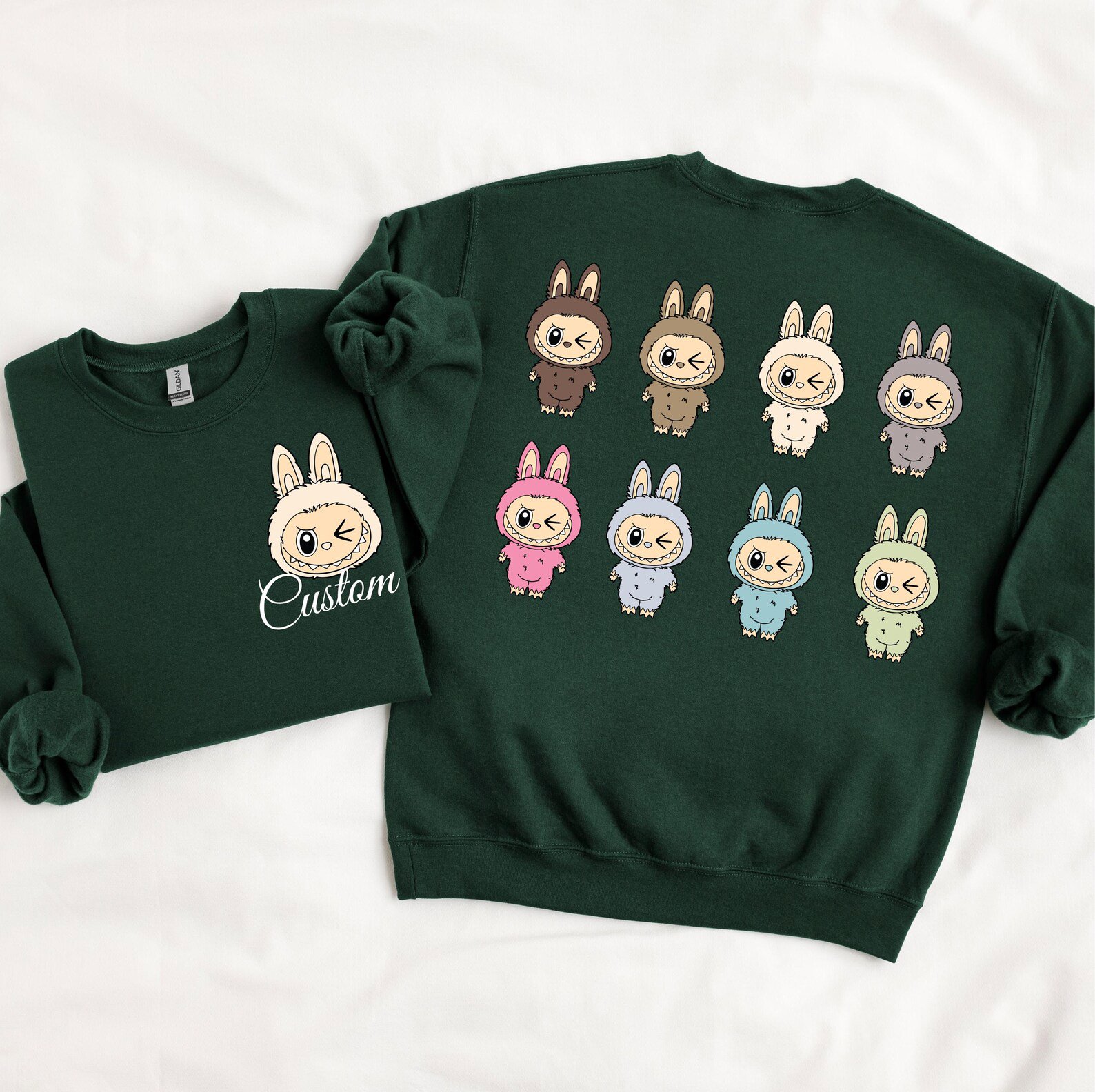 Custom Cartoon Monster Shirt, Personalized Kids Birthday T Shirt, Toddler Matching Outfit, Girls Front and Back print Custom Name La Bu Tee 7