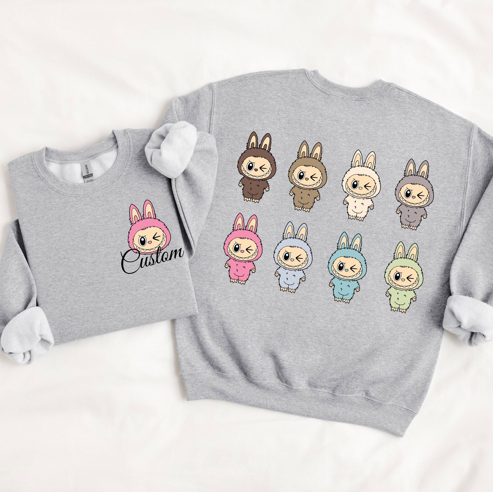 Custom Cartoon Monster Shirt, Personalized Kids Birthday T Shirt, Toddler Matching Outfit, Girls Front and Back print Custom Name La Bu Tee 8