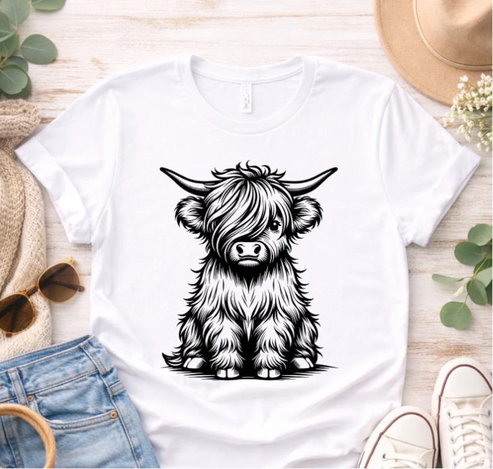 Highland Cow Sweatshirt, Western Cowgirl Shirt, Farm Life Crewneck, Country Ranch Gift, Cute Cow Shirt, Highland Cow Tee 1
