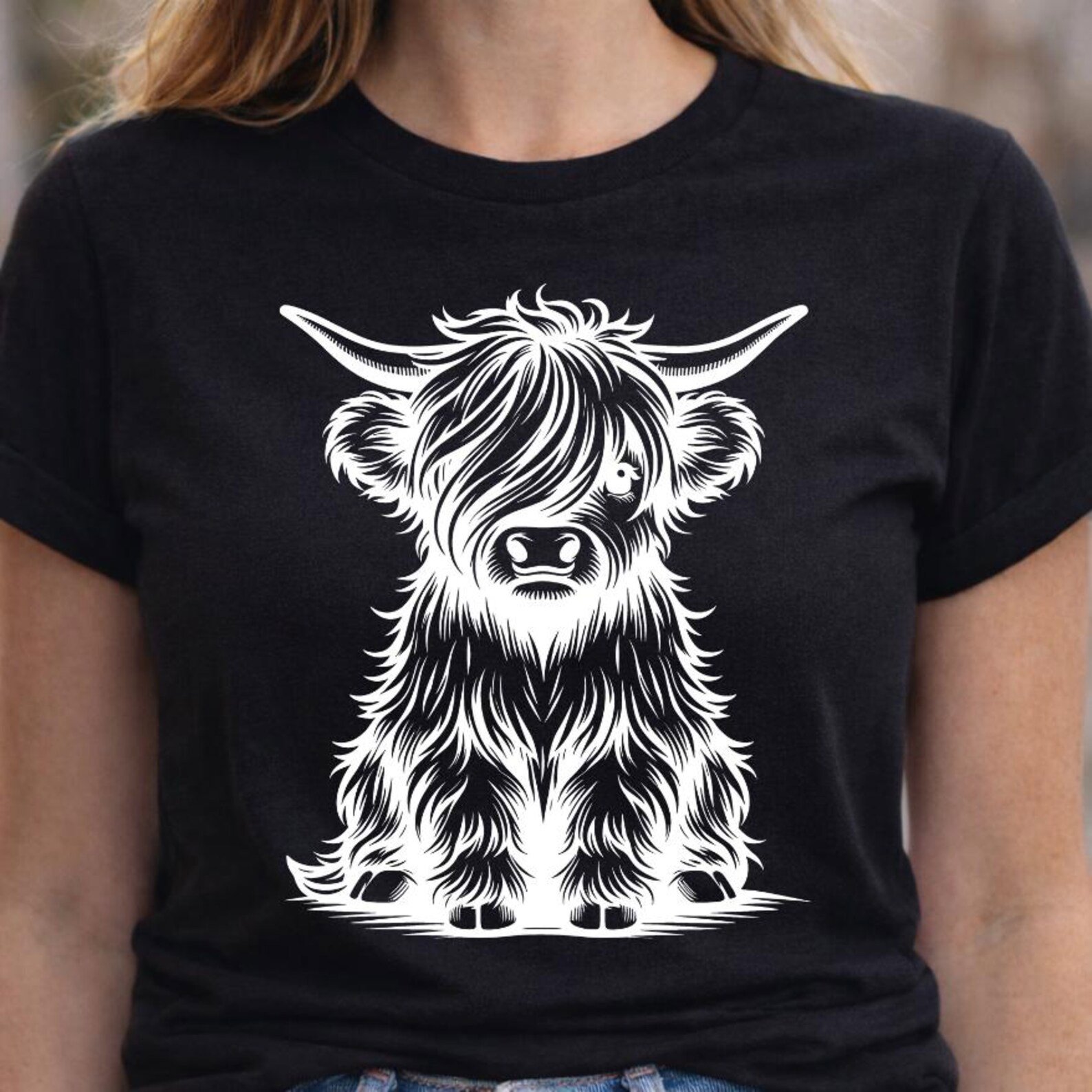 Highland Cow Sweatshirt, Western Cowgirl Shirt, Farm Life Crewneck, Country Ranch Gift, Cute Cow Shirt, Highland Cow Tee 5
