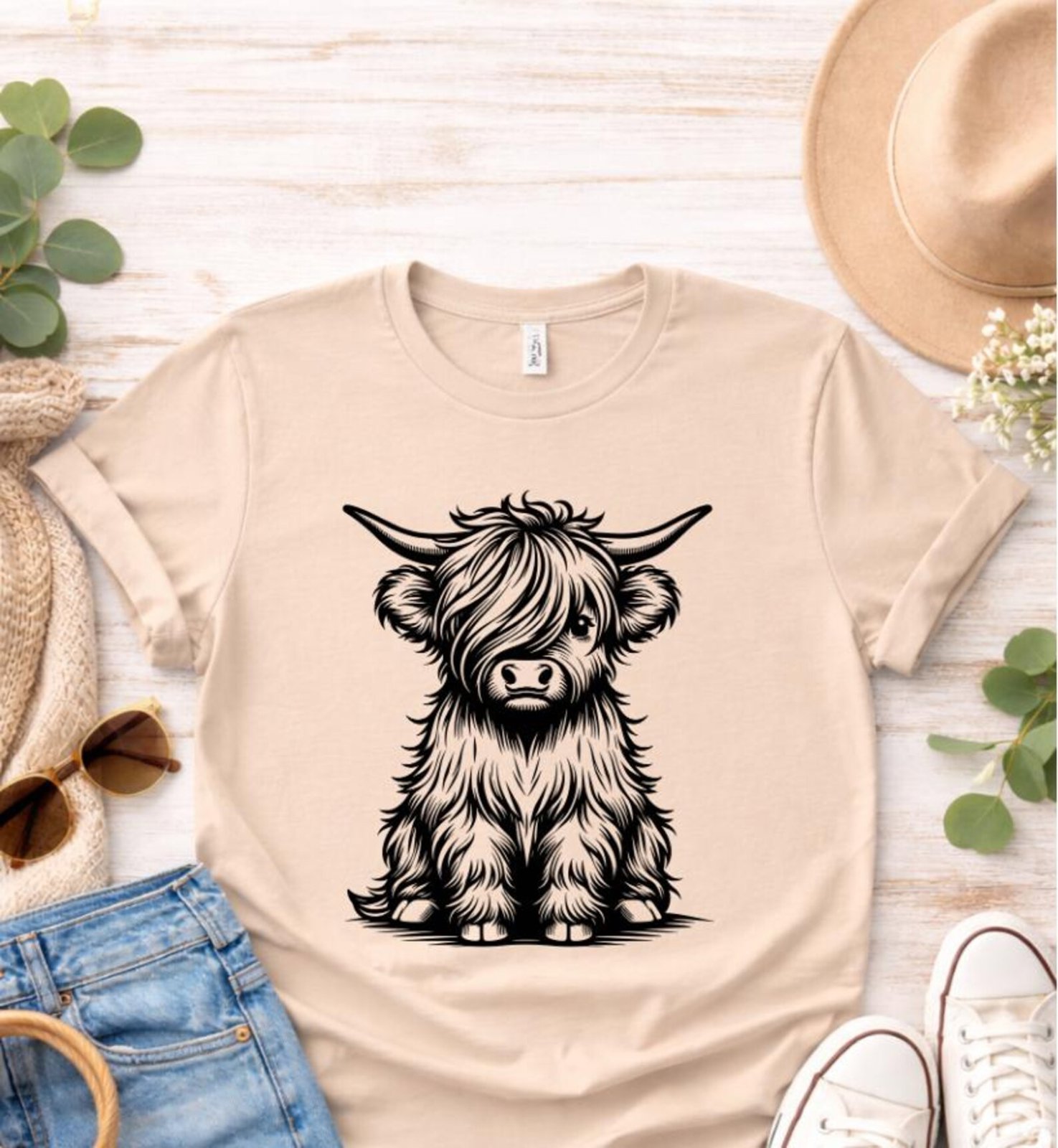 Highland Cow Sweatshirt, Western Cowgirl Shirt, Farm Life Crewneck, Country Ranch Gift, Cute Cow Shirt, Highland Cow Tee 7
