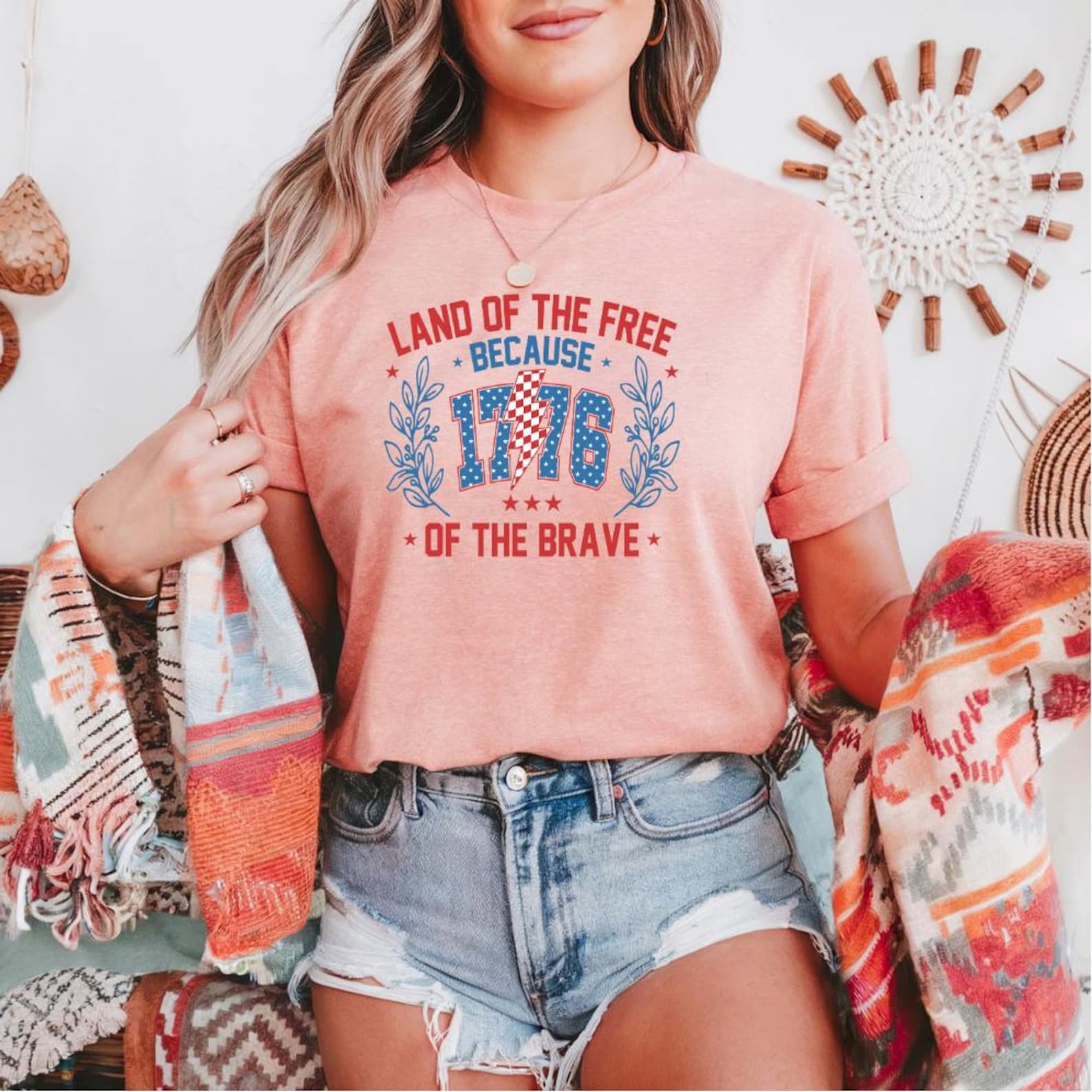 1776 Patriotic T-Shirt: Land of the Free, USA Flag Tee 2
