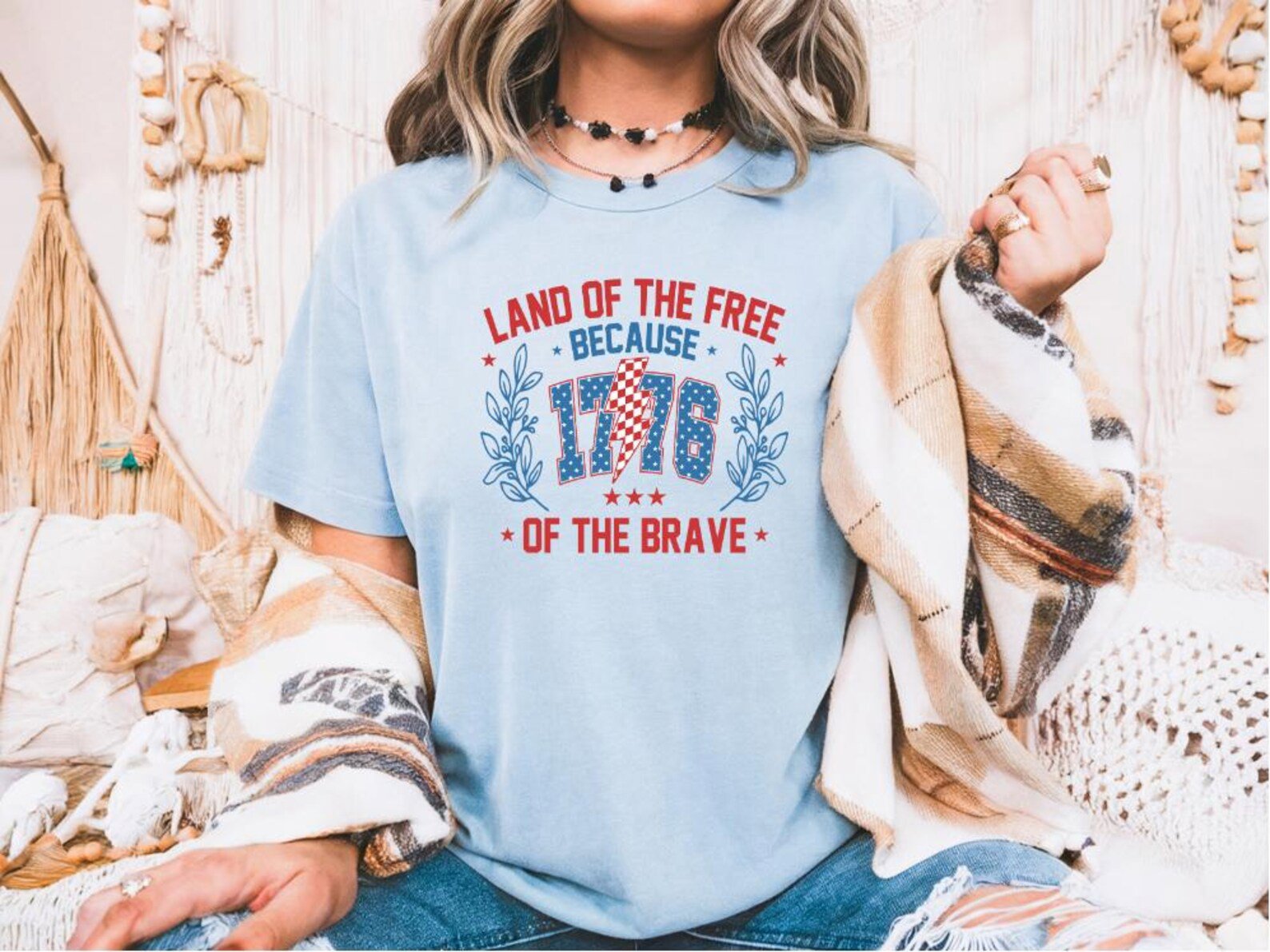 1776 Patriotic T-Shirt: Land of the Free, USA Flag Tee 4