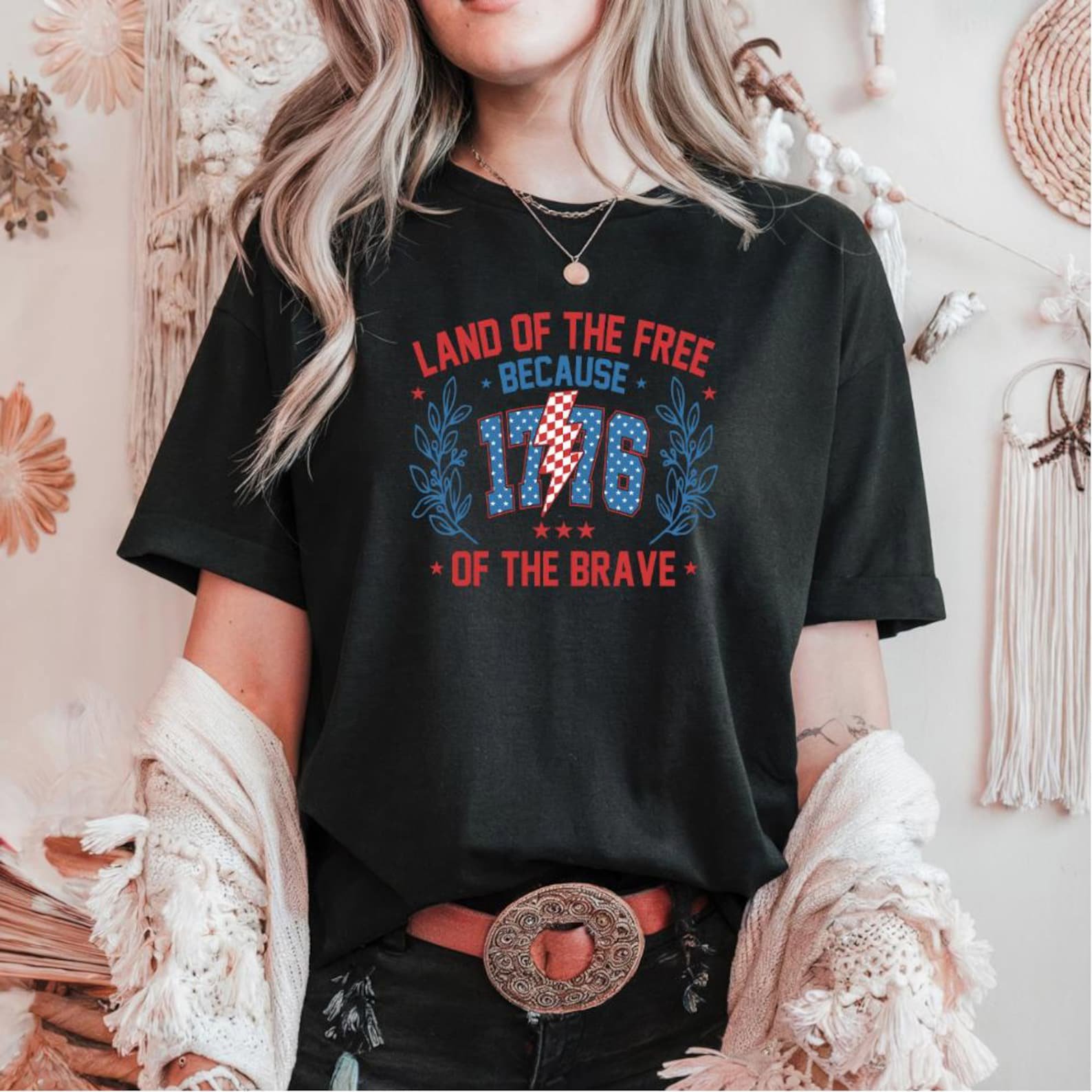 1776 Patriotic T-Shirt: Land of the Free, USA Flag Tee 6