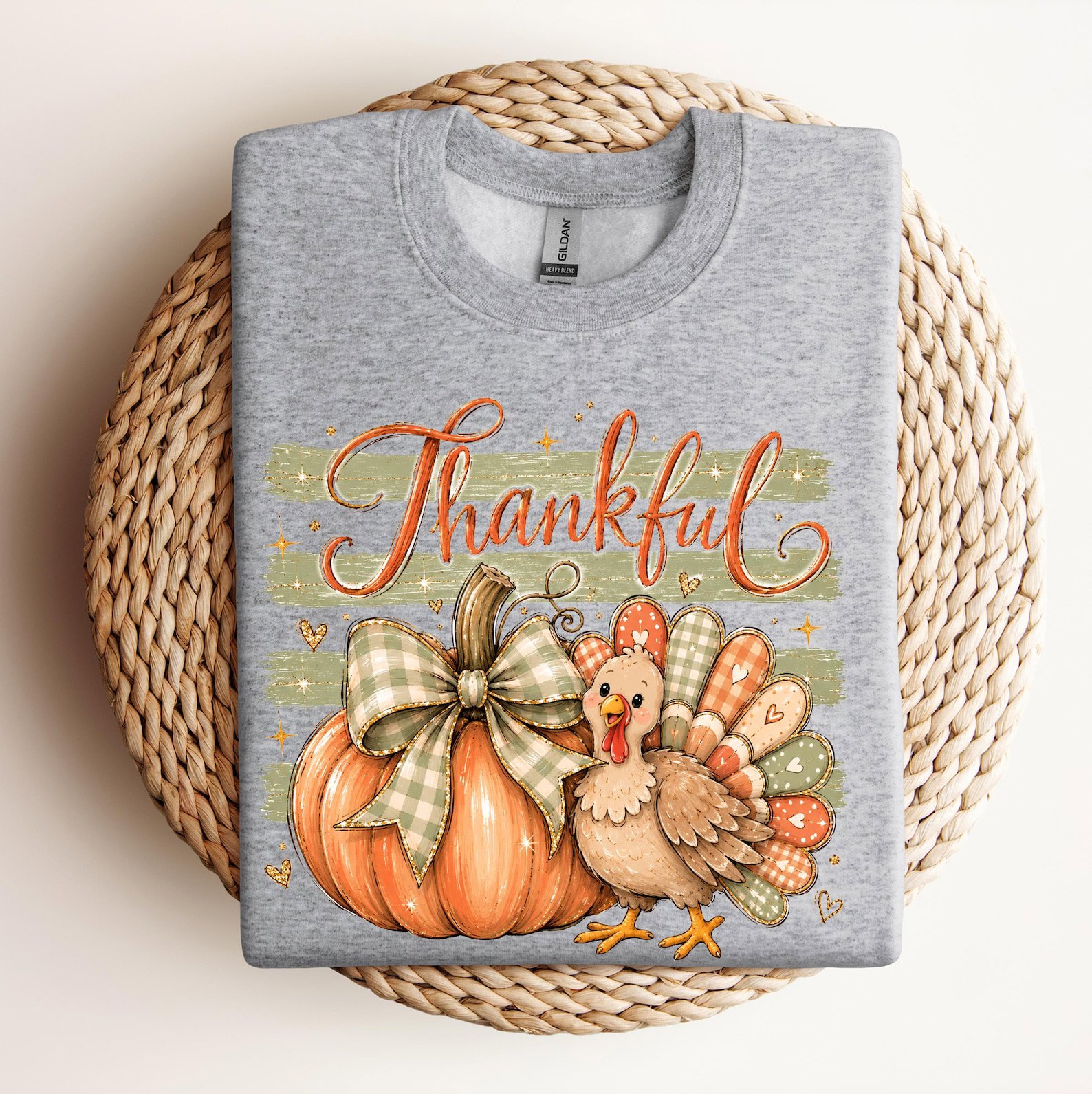 Thankful Turkey Pumpkin Shirt, Thanksgiving dinner matching Family Fall Tee 5
