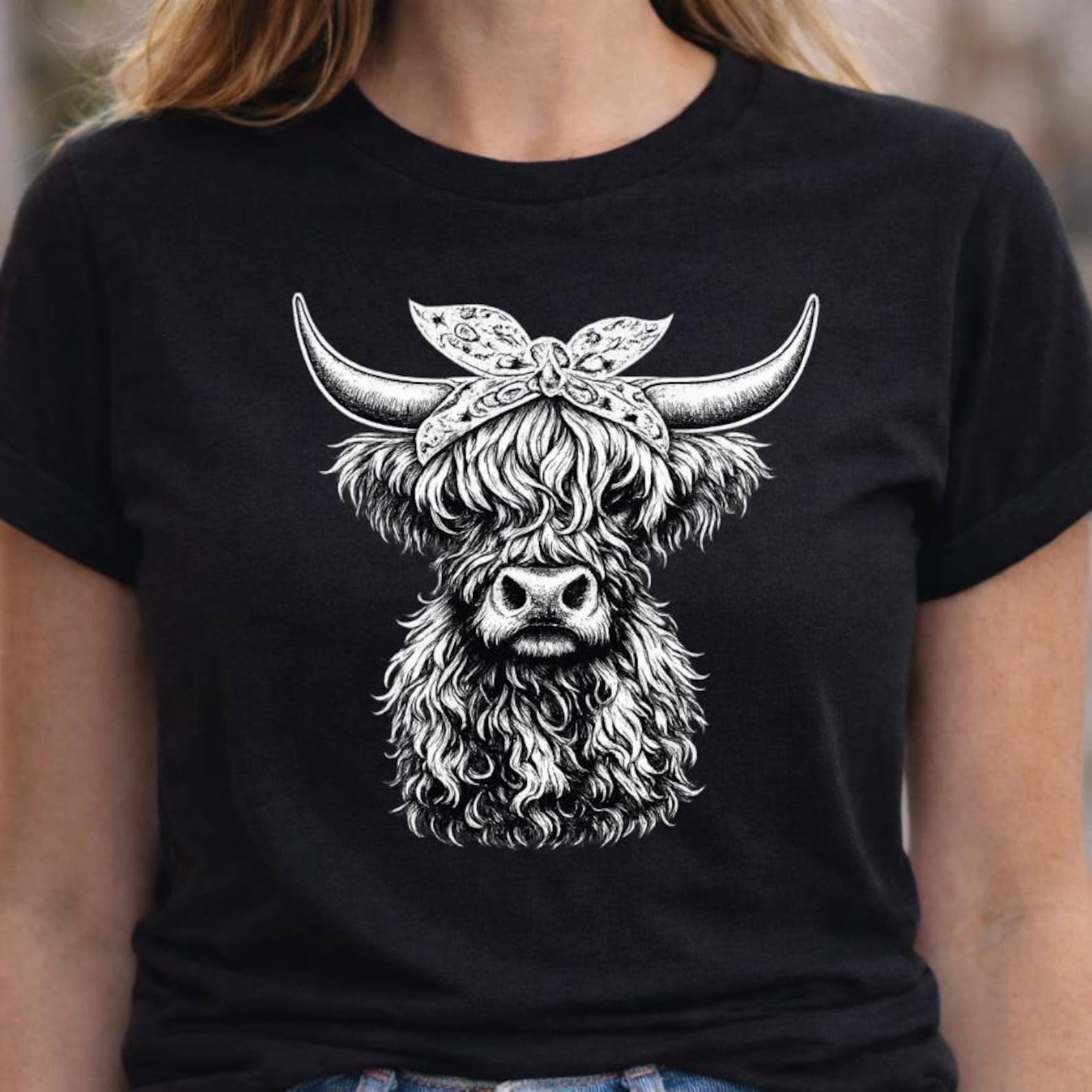 Highland Cow Sweatshirt, Cute Highland Cow Shirt, Western Cowgirl Crewneck, Farmhouse Ranch Life Tee, Country Cattle Lover Gift 3