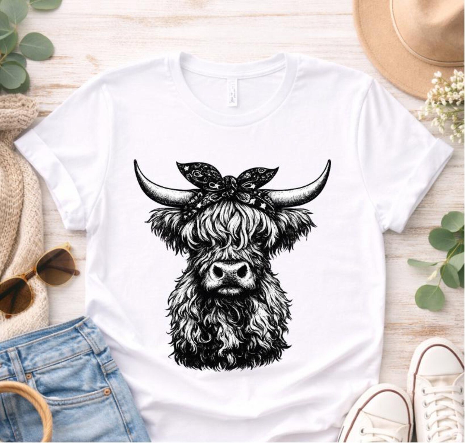 Highland Cow Sweatshirt, Cute Highland Cow Shirt, Western Cowgirl Crewneck, Farmhouse Ranch Life Tee, Country Cattle Lover Gift 2