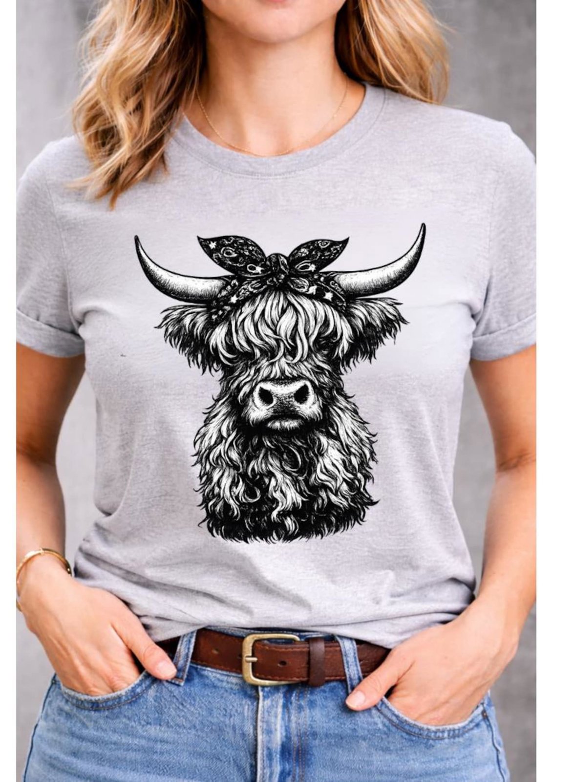 Highland Cow Sweatshirt, Cute Highland Cow Shirt, Western Cowgirl Crewneck, Farmhouse Ranch Life Tee, Country Cattle Lover Gift 4