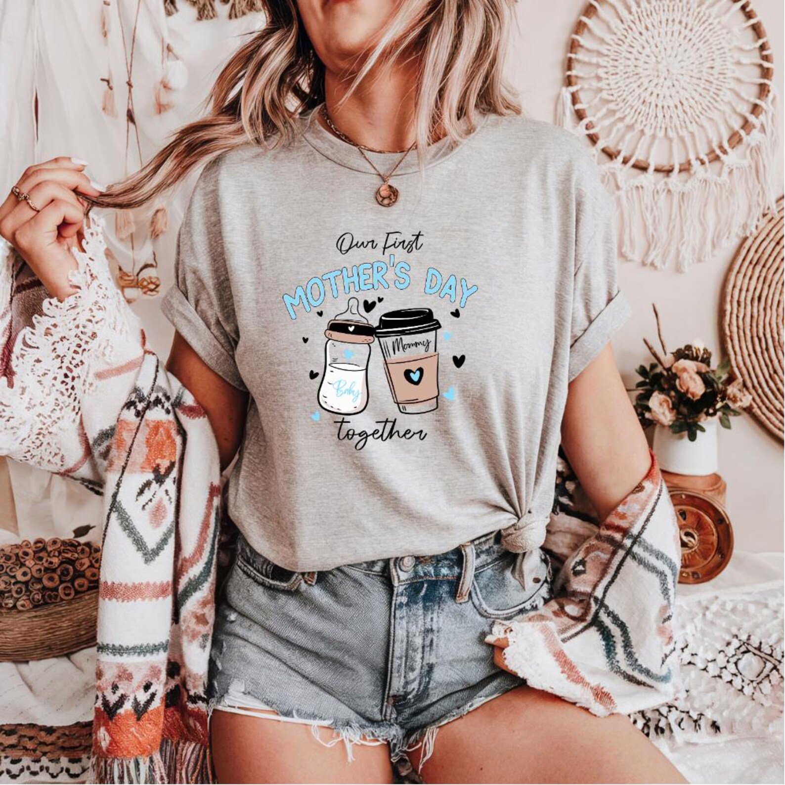 New Mom Mother's Day Shirt: Coffee & Baby Bottle Tee 4